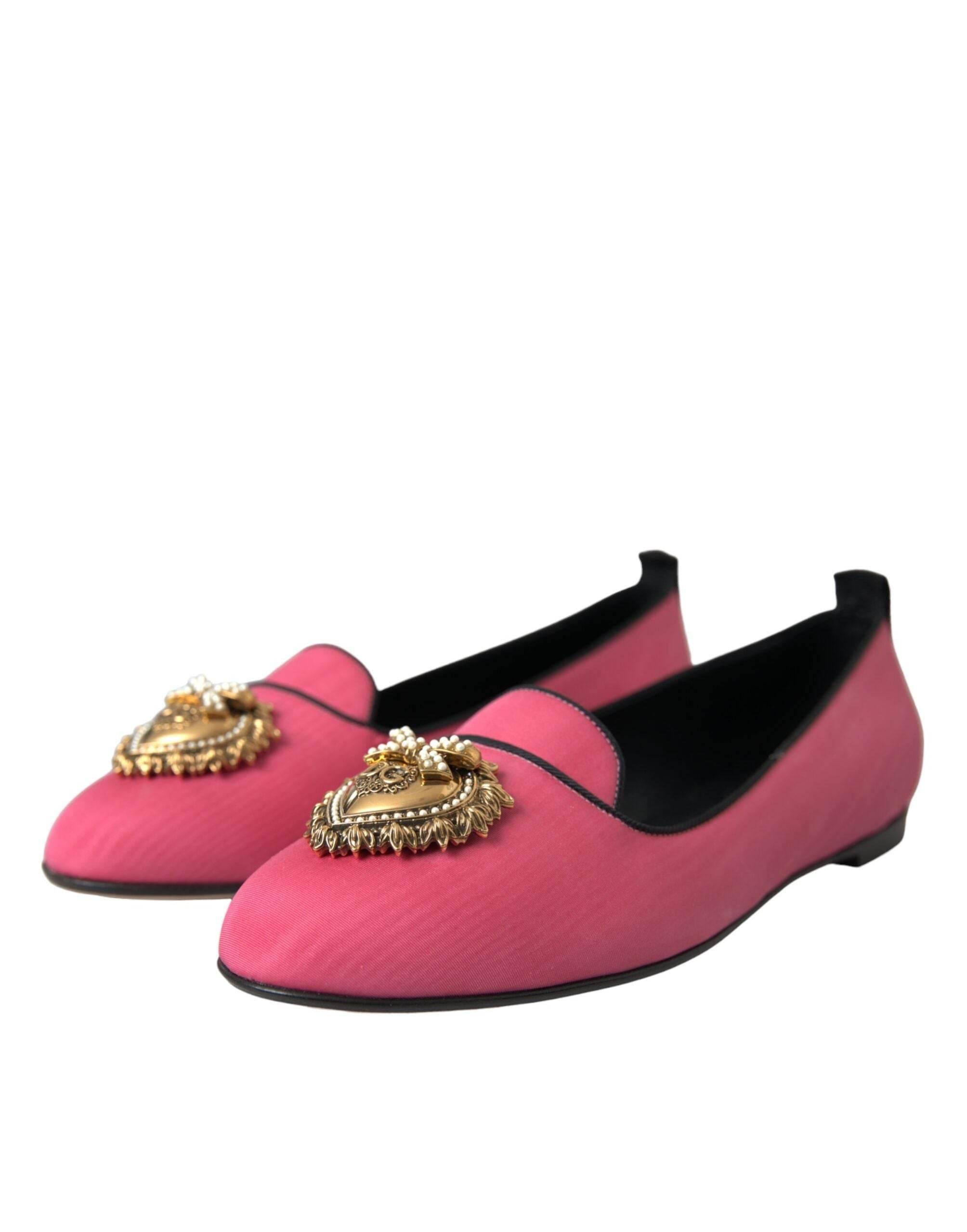 Dolce & Gabbana Pink Velvet Slip On Loafers Flats Shoes - Hilstor