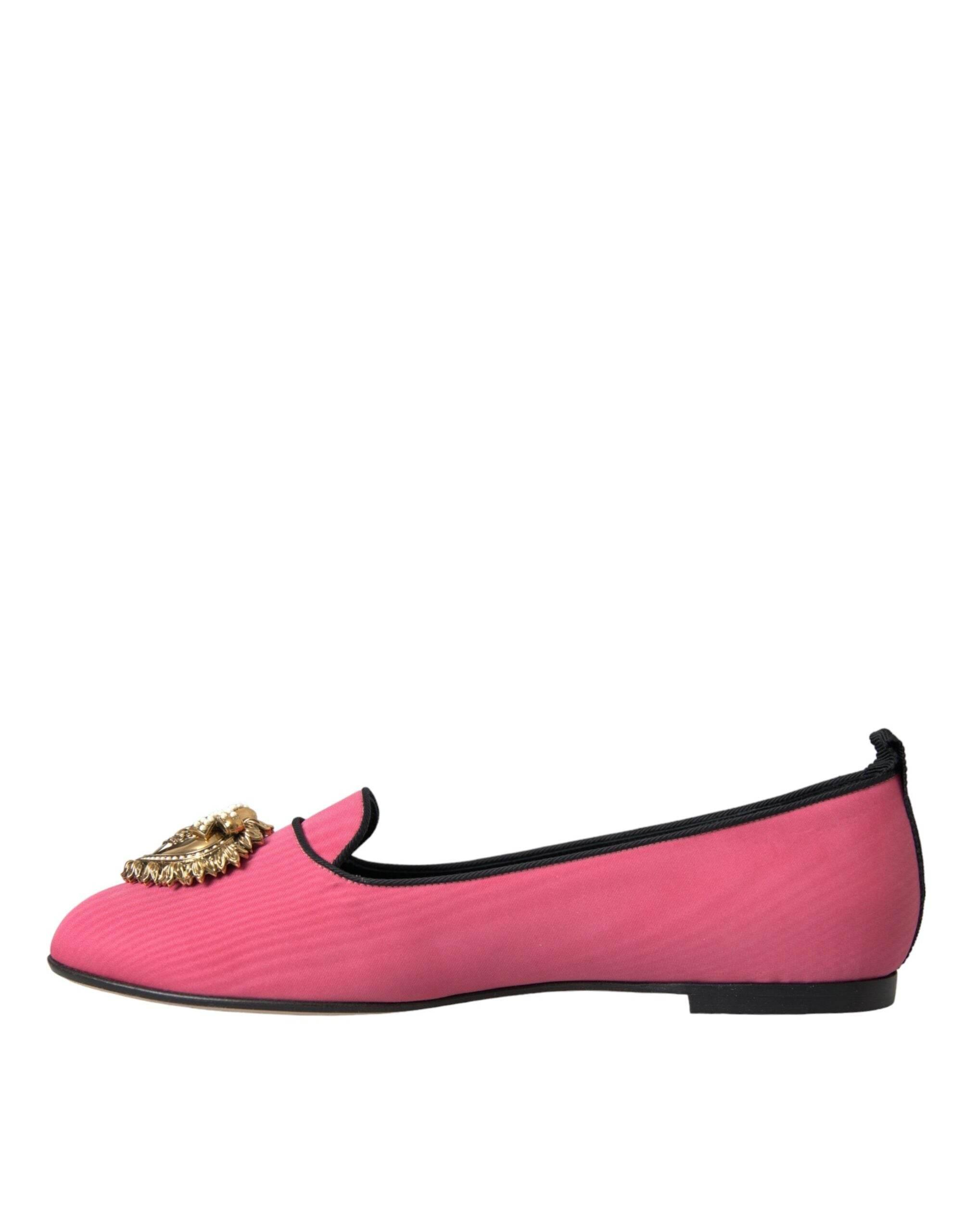 Dolce & Gabbana Pink Velvet Slip On Loafers Flats Shoes - Hilstor