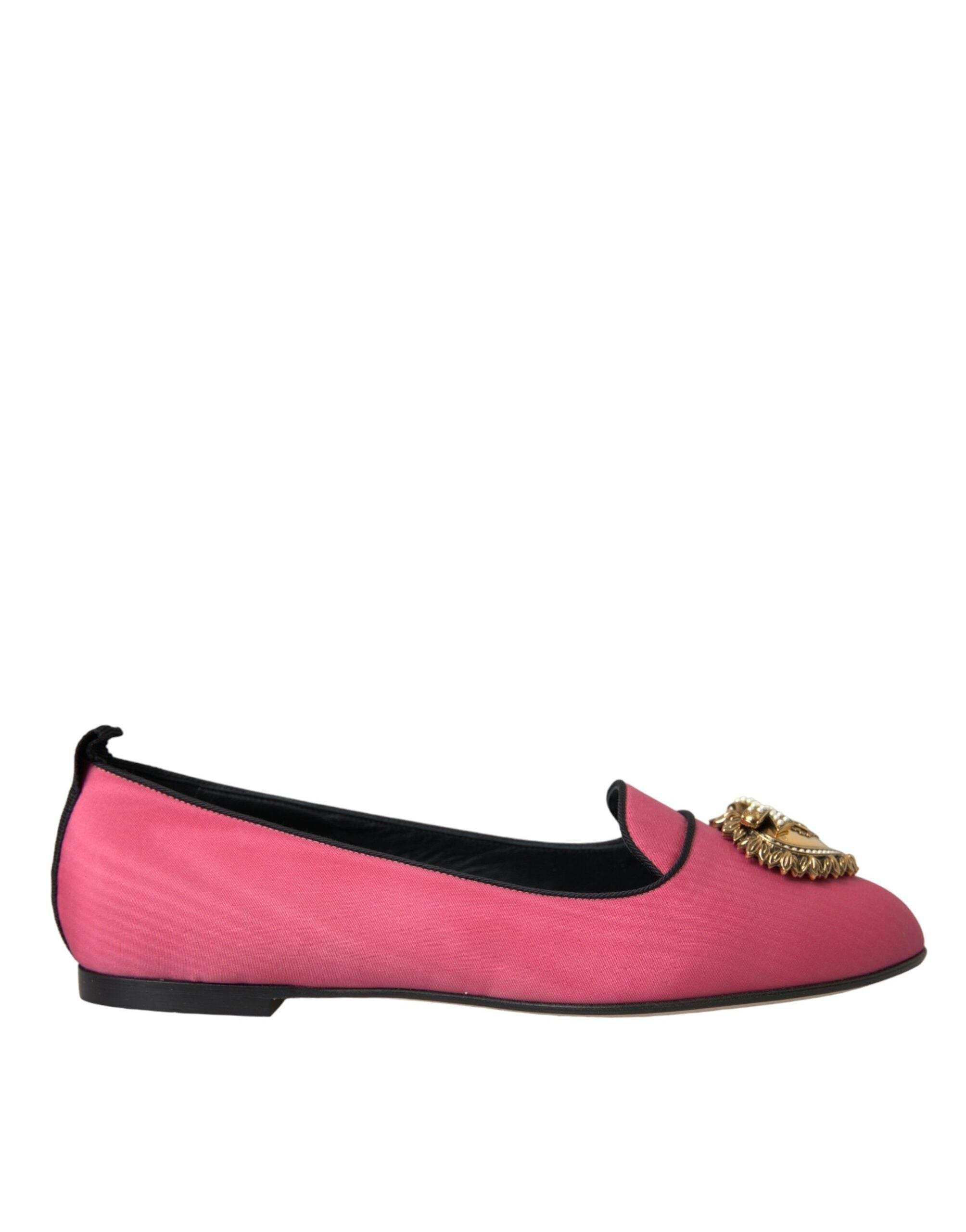 Dolce & Gabbana Pink Velvet Slip On Loafers Flats Shoes - Hilstor