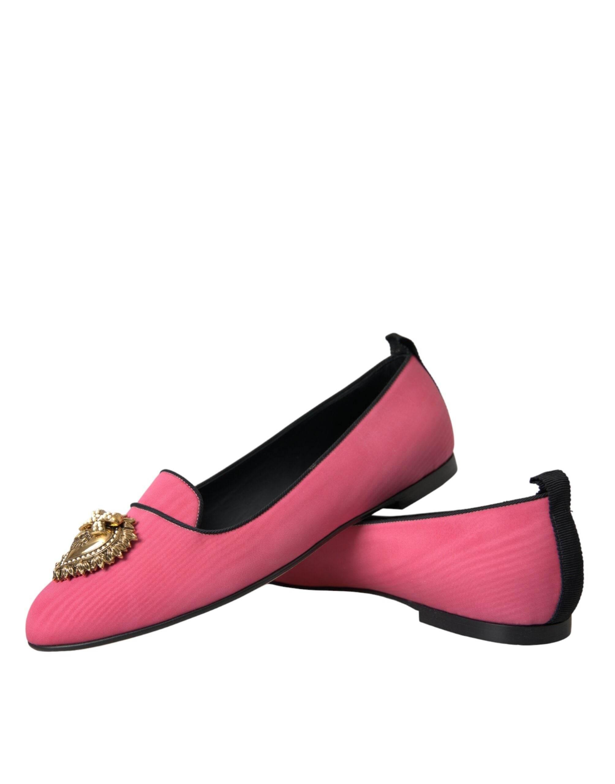 Dolce & Gabbana Pink Velvet Slip On Loafers Flats Shoes - Hilstor