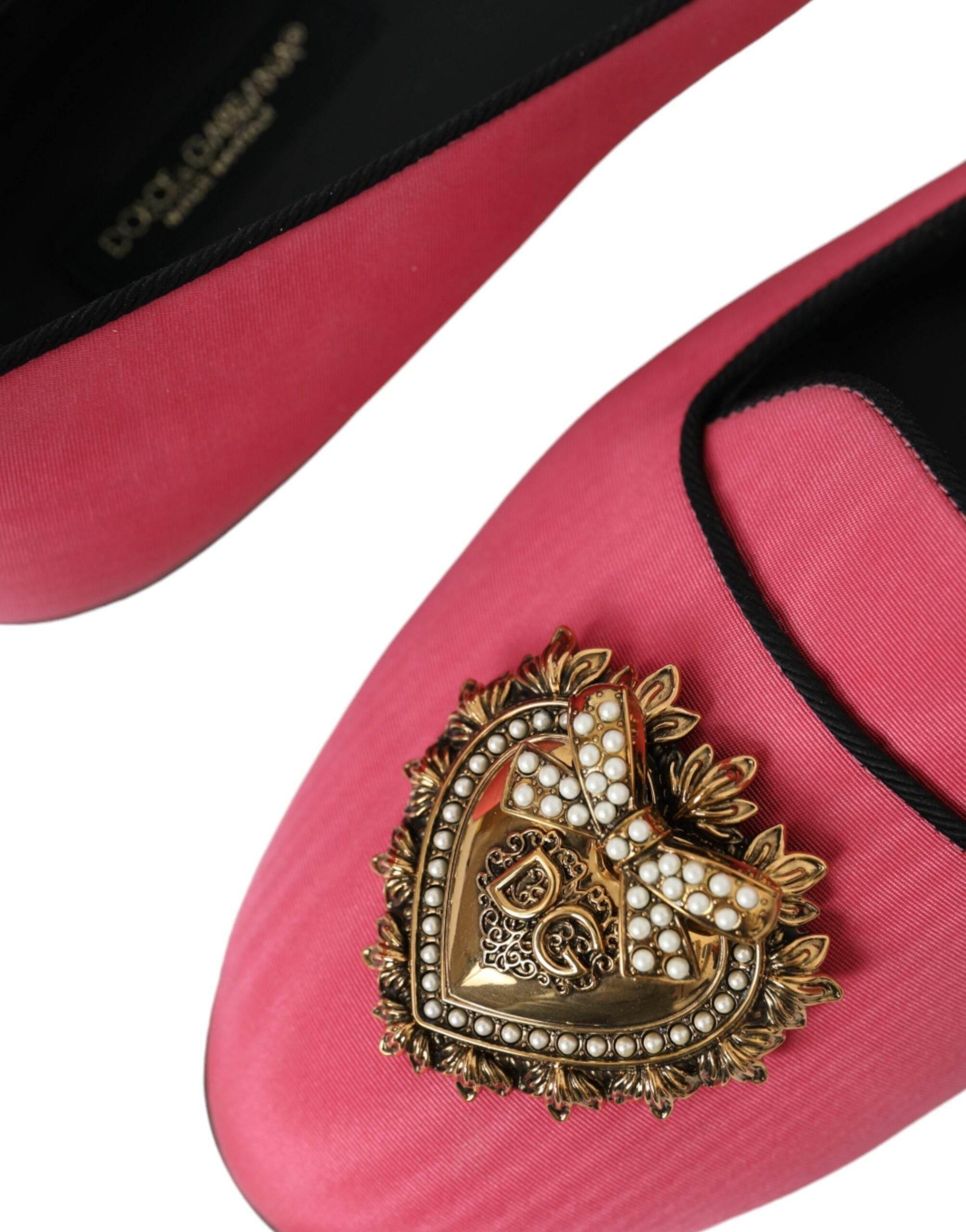 Dolce & Gabbana Pink Velvet Slip On Loafers Flats Shoes - Hilstor