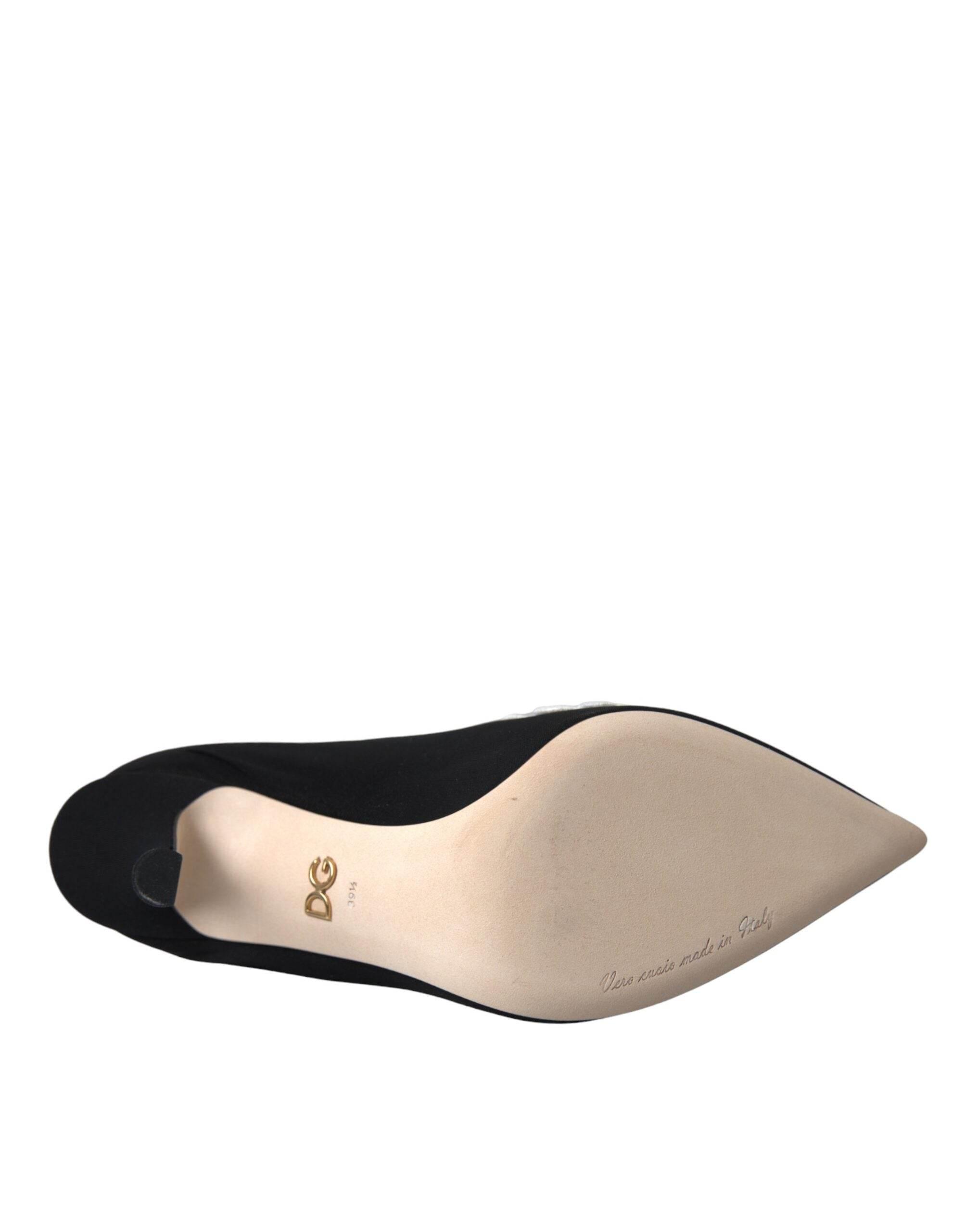 Dolce & Gabbana Black White Embroidery Slip On Boots Shoes - Hilstor