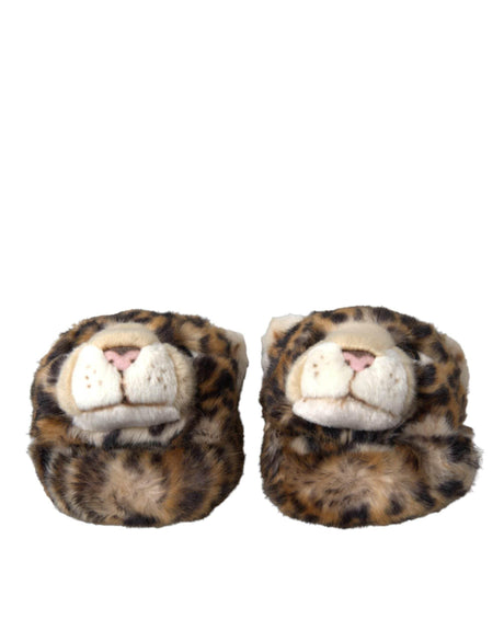 Dolce & Gabbana Brown Tiger Slippers Flats Sandals Shoes - Hilstor