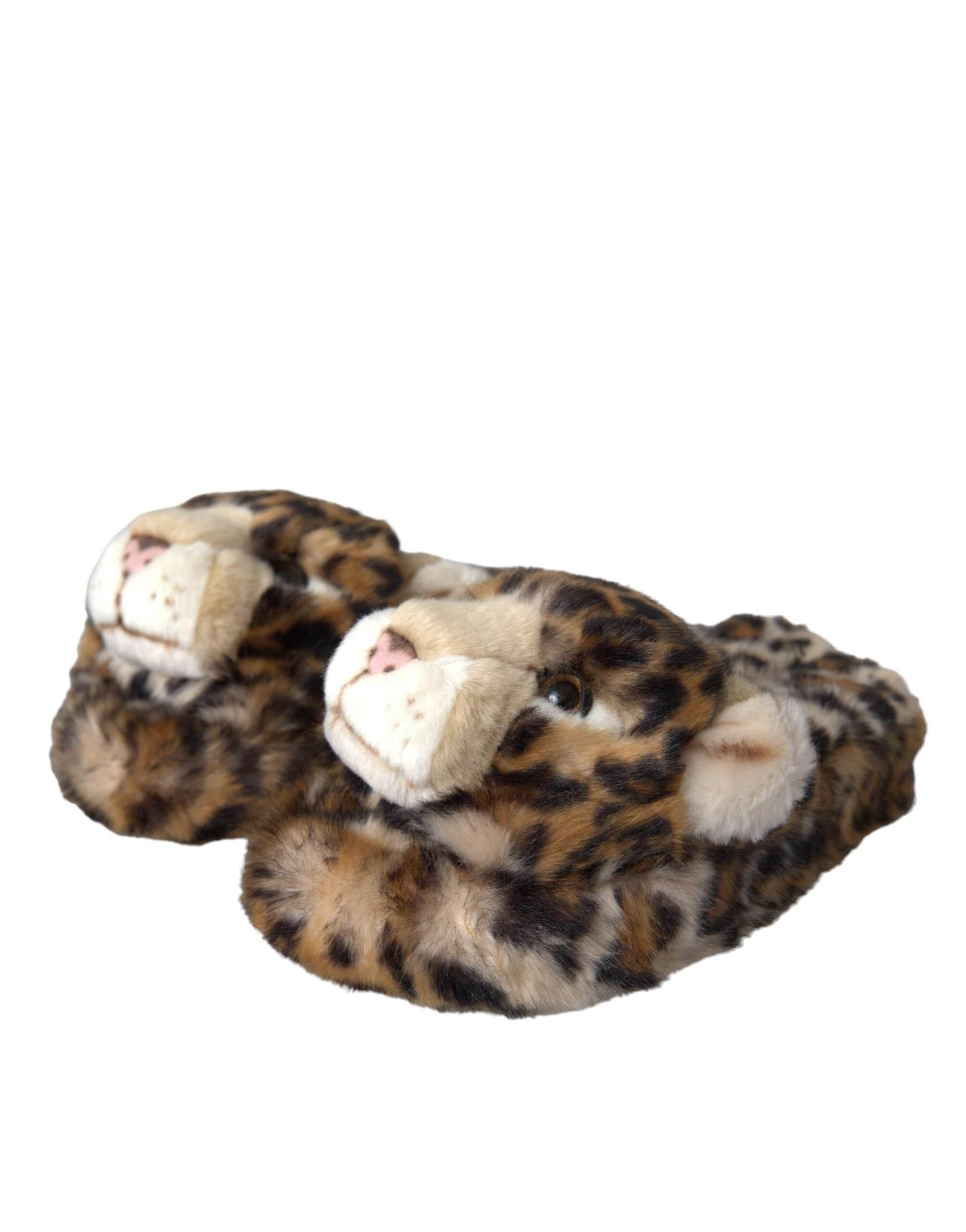 Dolce & Gabbana Brown Tiger Slippers Flats Sandals Shoes - Hilstor