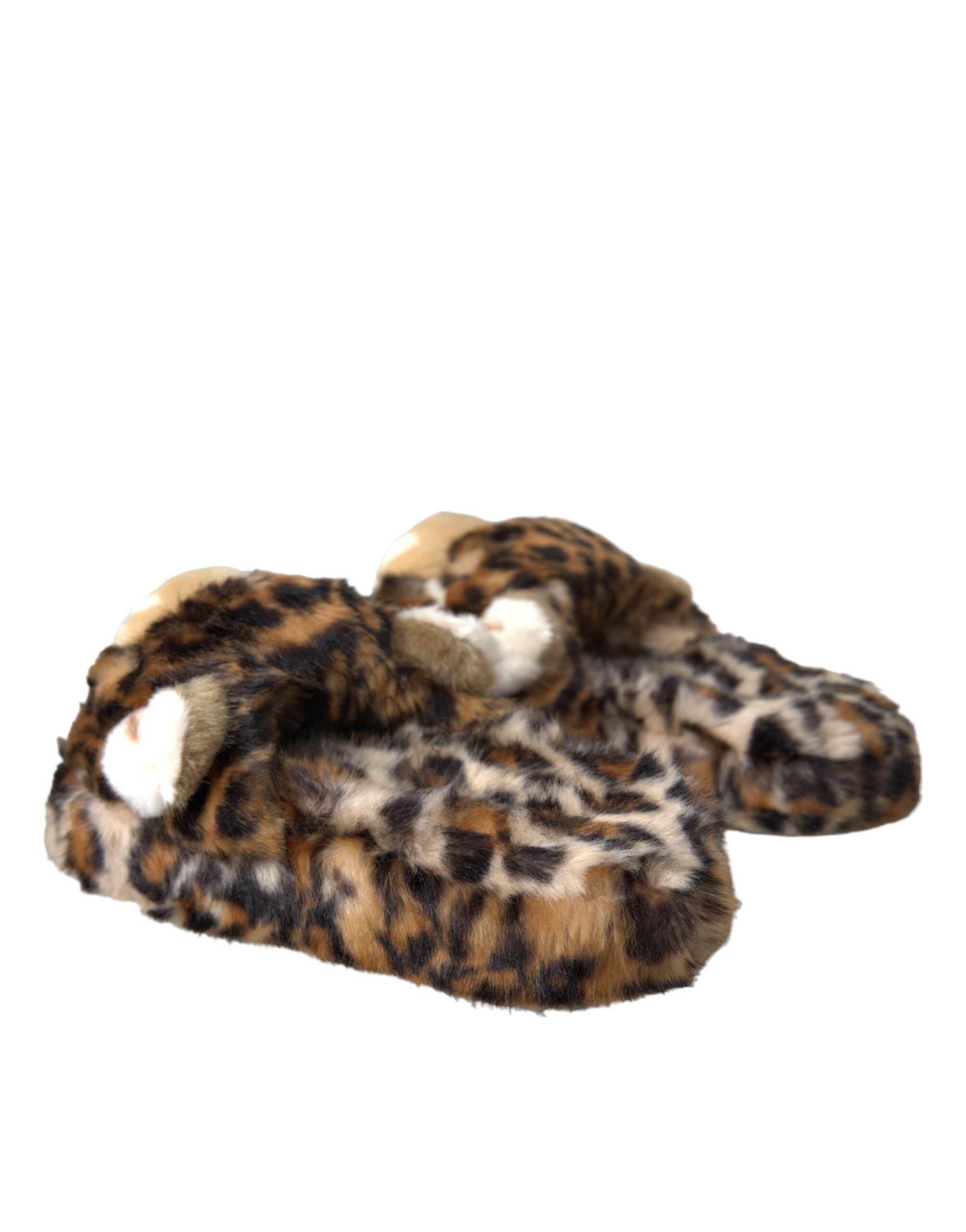 Dolce & Gabbana Brown Tiger Slippers Flats Sandals Shoes - Hilstor