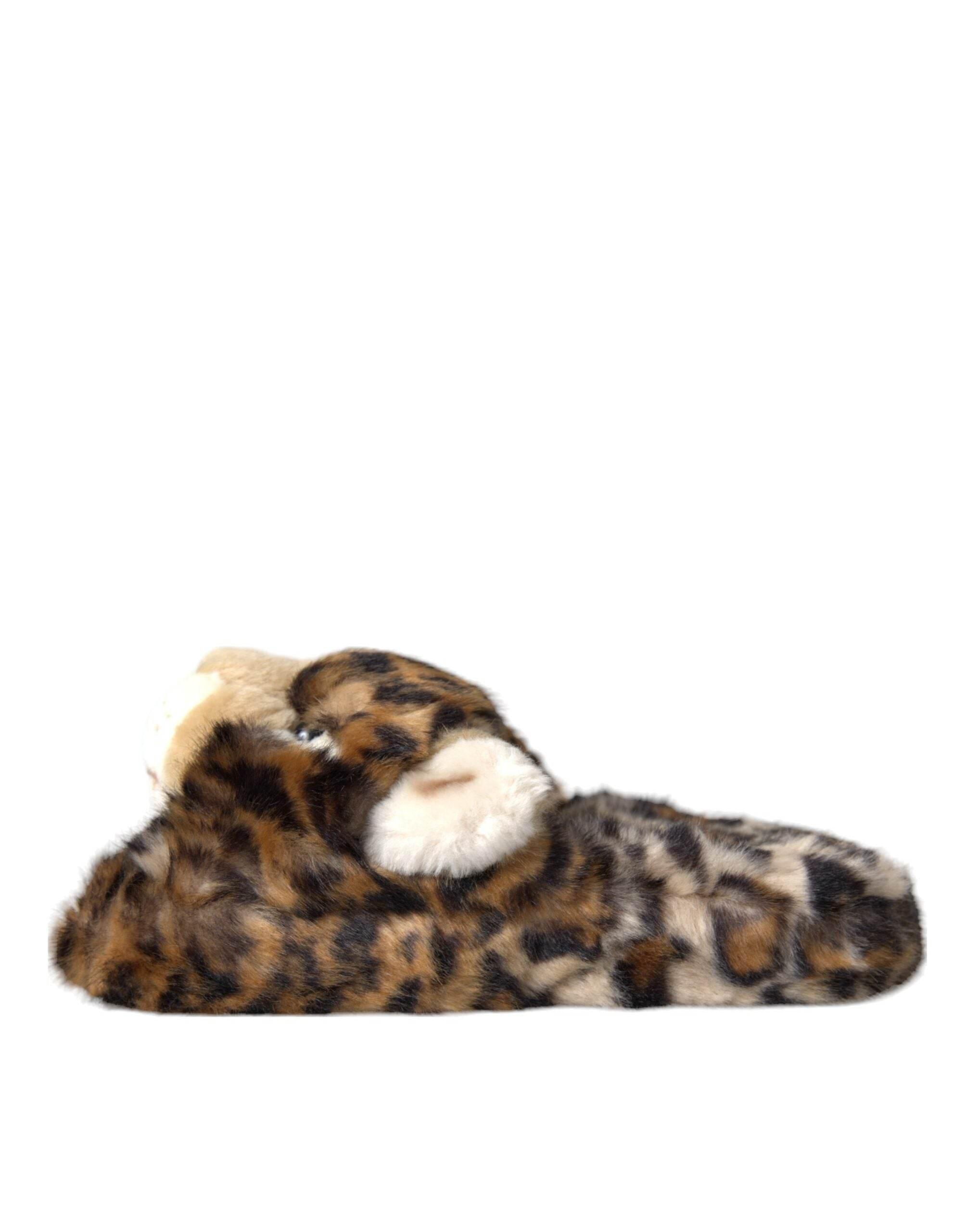 Dolce & Gabbana Brown Tiger Slippers Flats Sandals Shoes - Hilstor