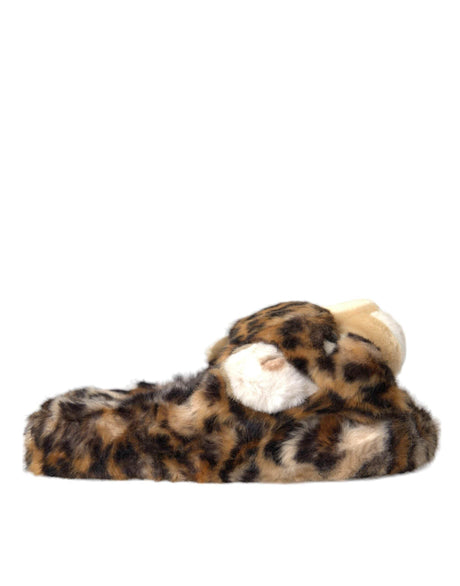 Dolce & Gabbana Brown Tiger Slippers Flats Sandals Shoes - Hilstor
