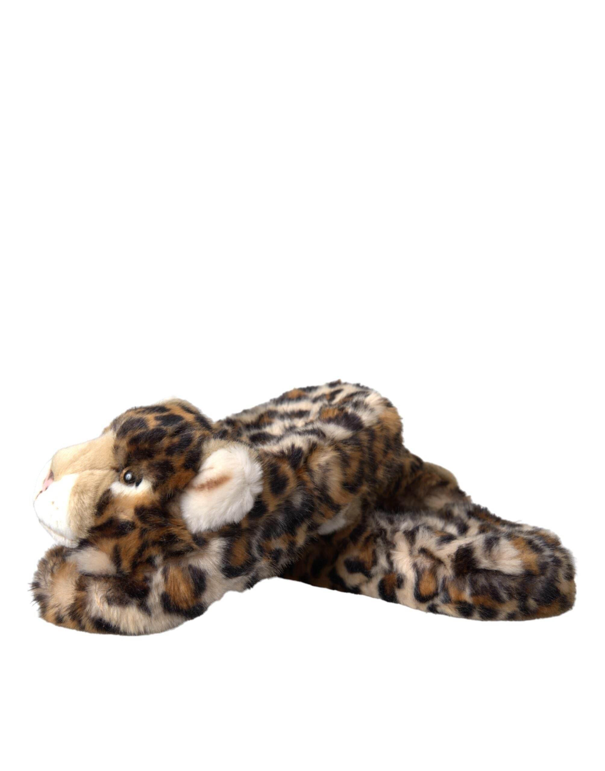 Dolce & Gabbana Brown Tiger Slippers Flats Sandals Shoes - Hilstor