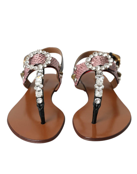 Dolce & Gabbana Multicolor Crystal Sandals Flip Flops Shoes - Hilstor