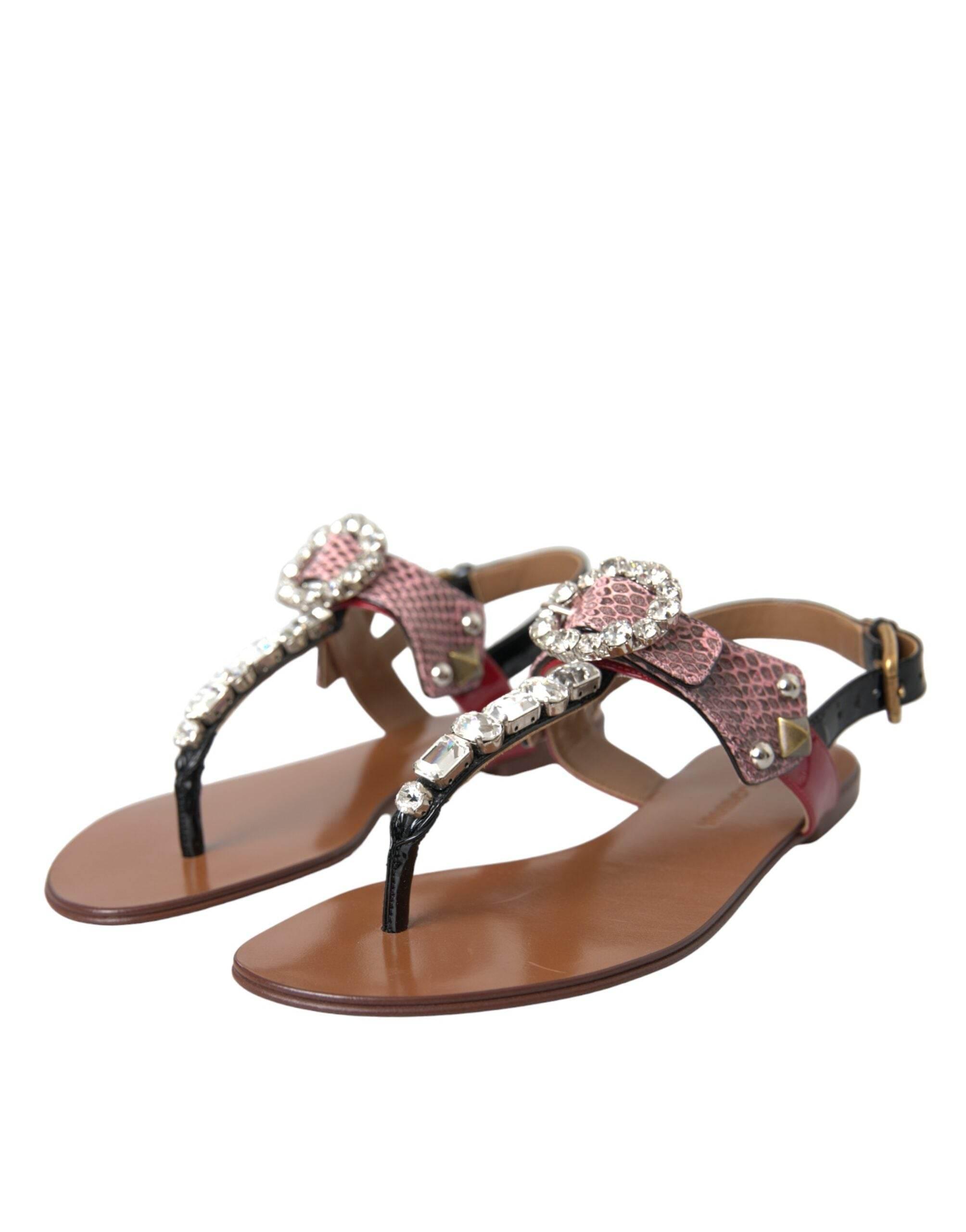 Dolce & Gabbana Multicolor Crystal Sandals Flip Flops Shoes - Hilstor