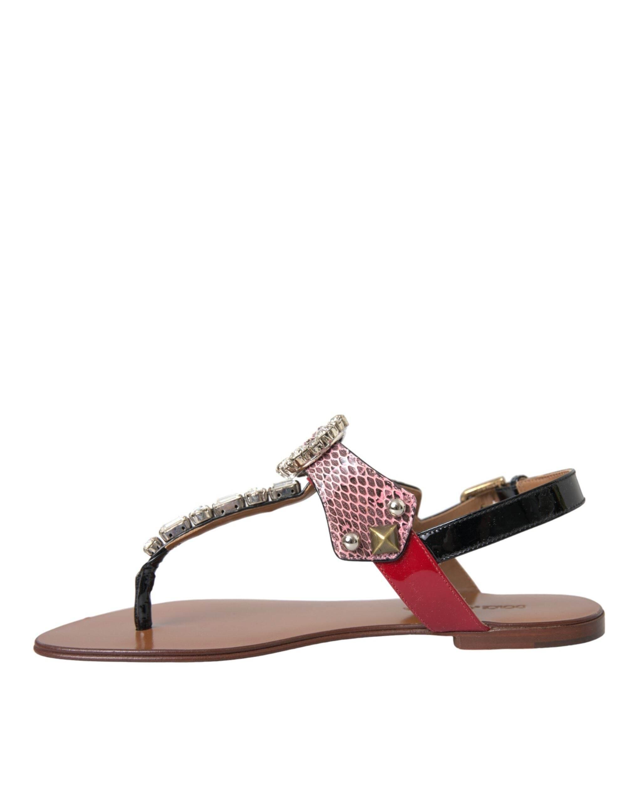 Dolce & Gabbana Multicolor Crystal Sandals Flip Flops Shoes - Hilstor