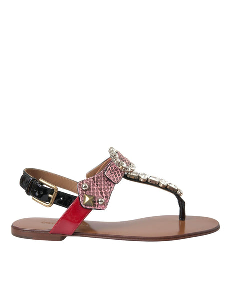 Dolce & Gabbana Multicolor Crystal Sandals Flip Flops Shoes - Hilstor