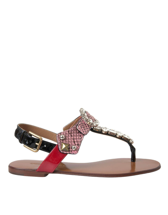 Dolce & Gabbana Multicolor Crystal Sandals Flip Flops Shoes - Hilstor