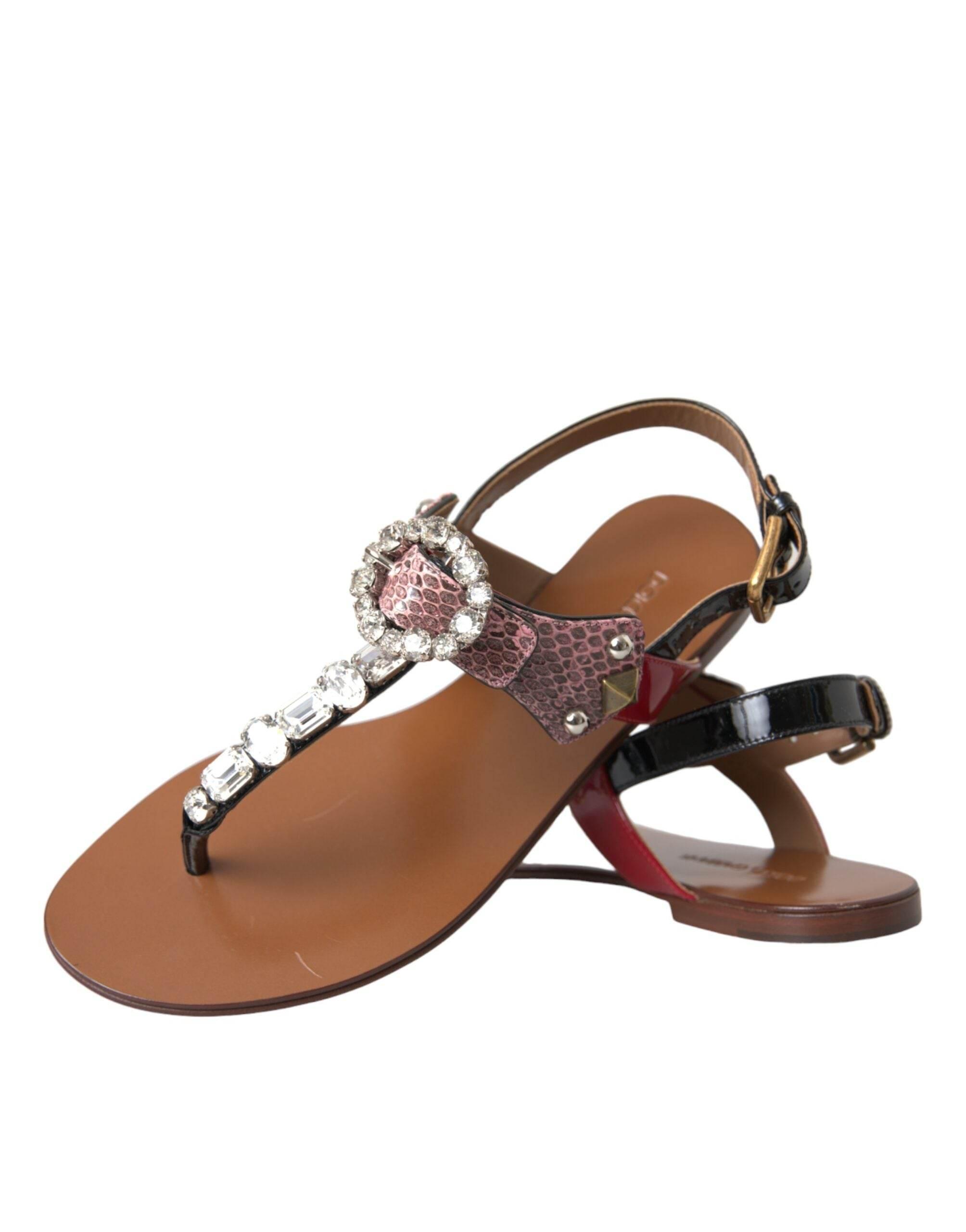 Dolce & Gabbana Multicolor Crystal Sandals Flip Flops Shoes - Hilstor