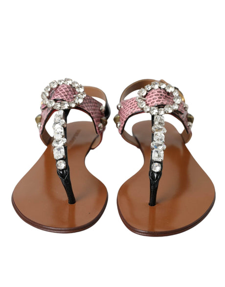 Dolce & Gabbana Multicolor Crystal Sandals Flip Flops Shoes - Hilstor