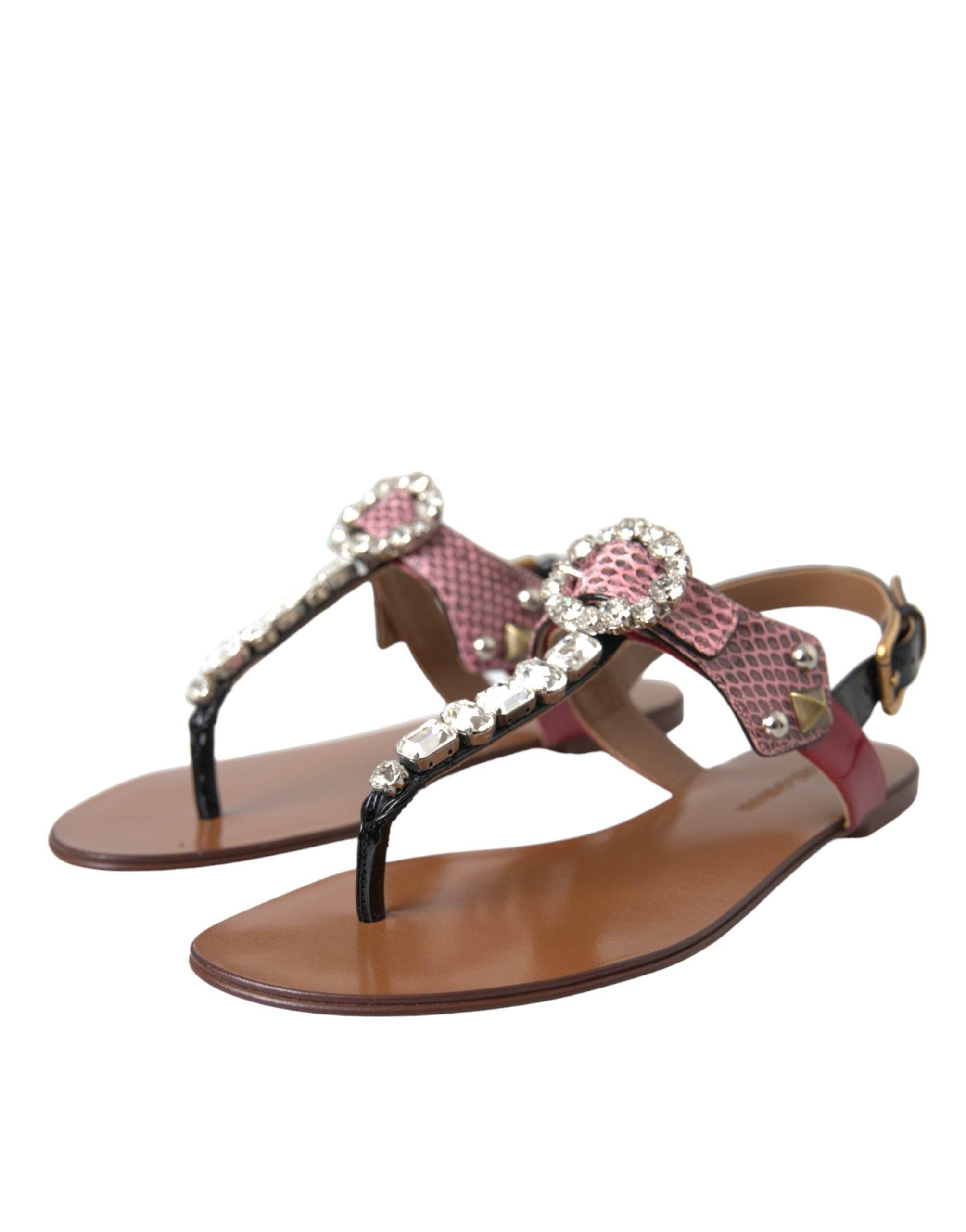 Dolce & Gabbana Multicolor Crystal Sandals Flip Flops Shoes - Hilstor