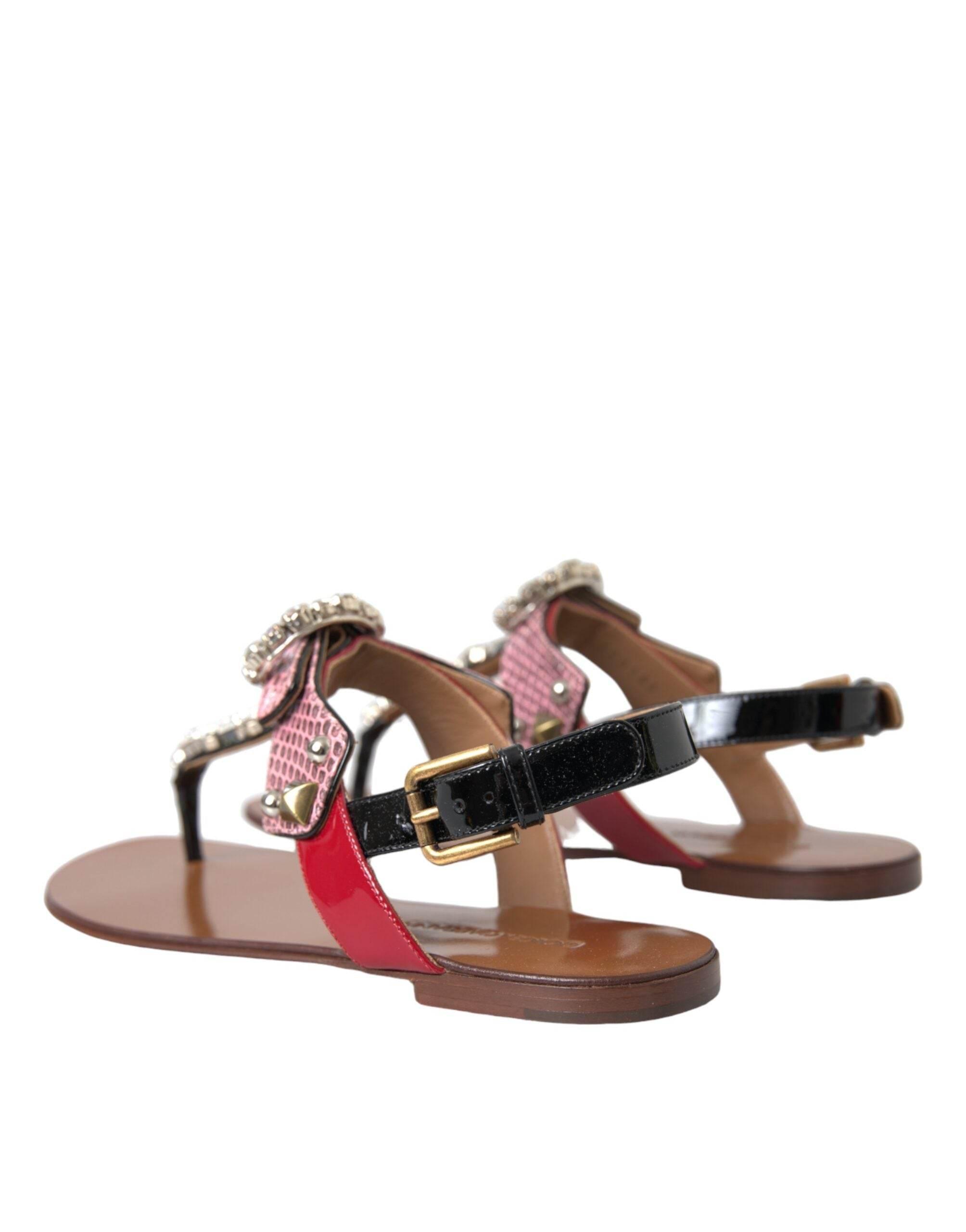 Dolce & Gabbana Multicolor Crystal Sandals Flip Flops Shoes - Hilstor