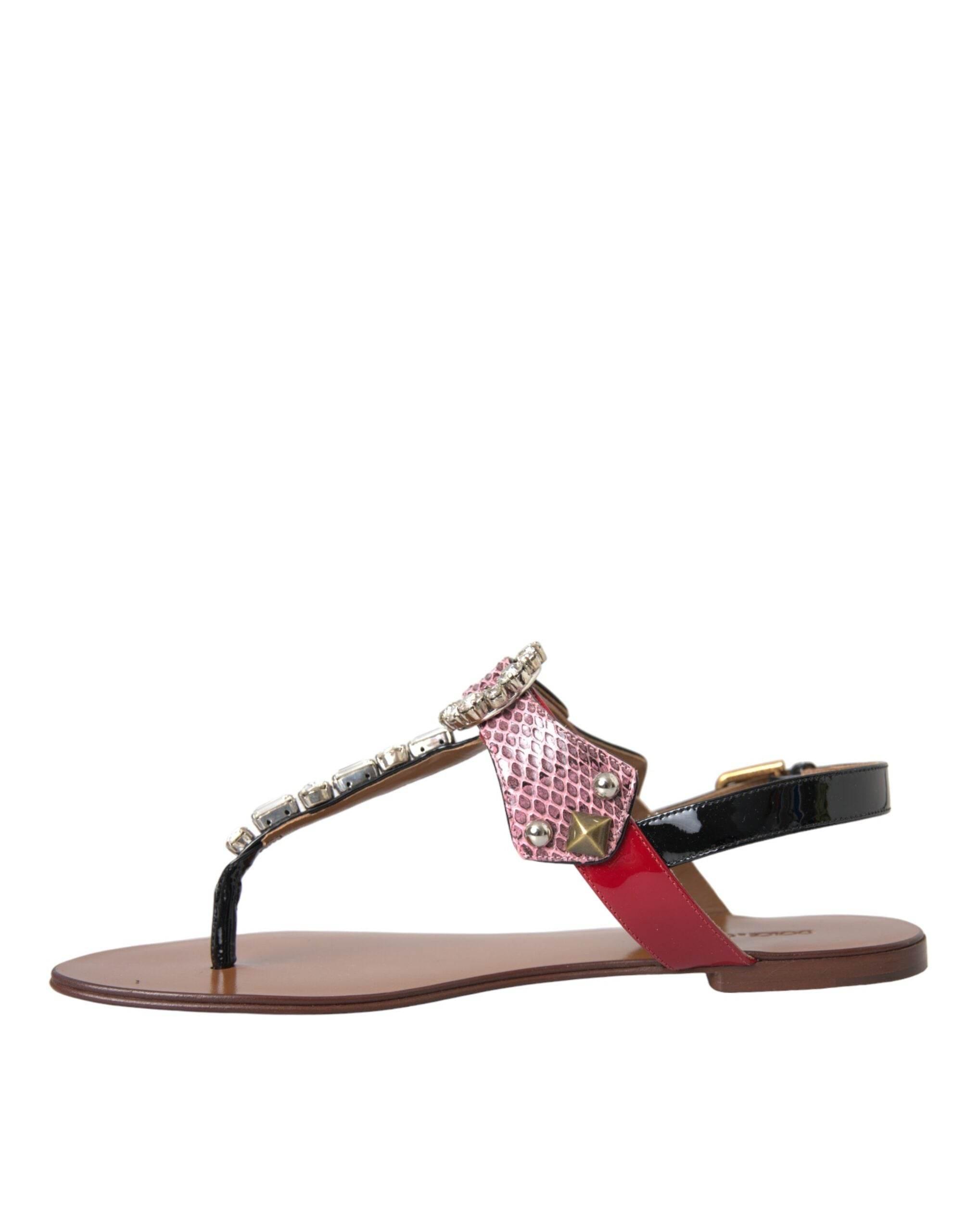 Dolce & Gabbana Multicolor Crystal Sandals Flip Flops Shoes - Hilstor