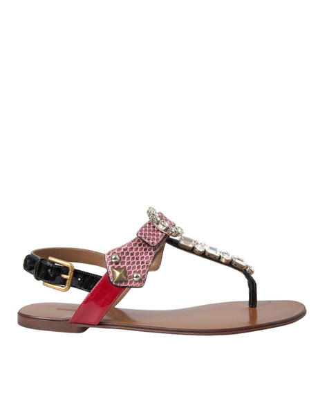 Dolce & Gabbana Multicolor Crystal Sandals Flip Flops Shoes - Hilstor