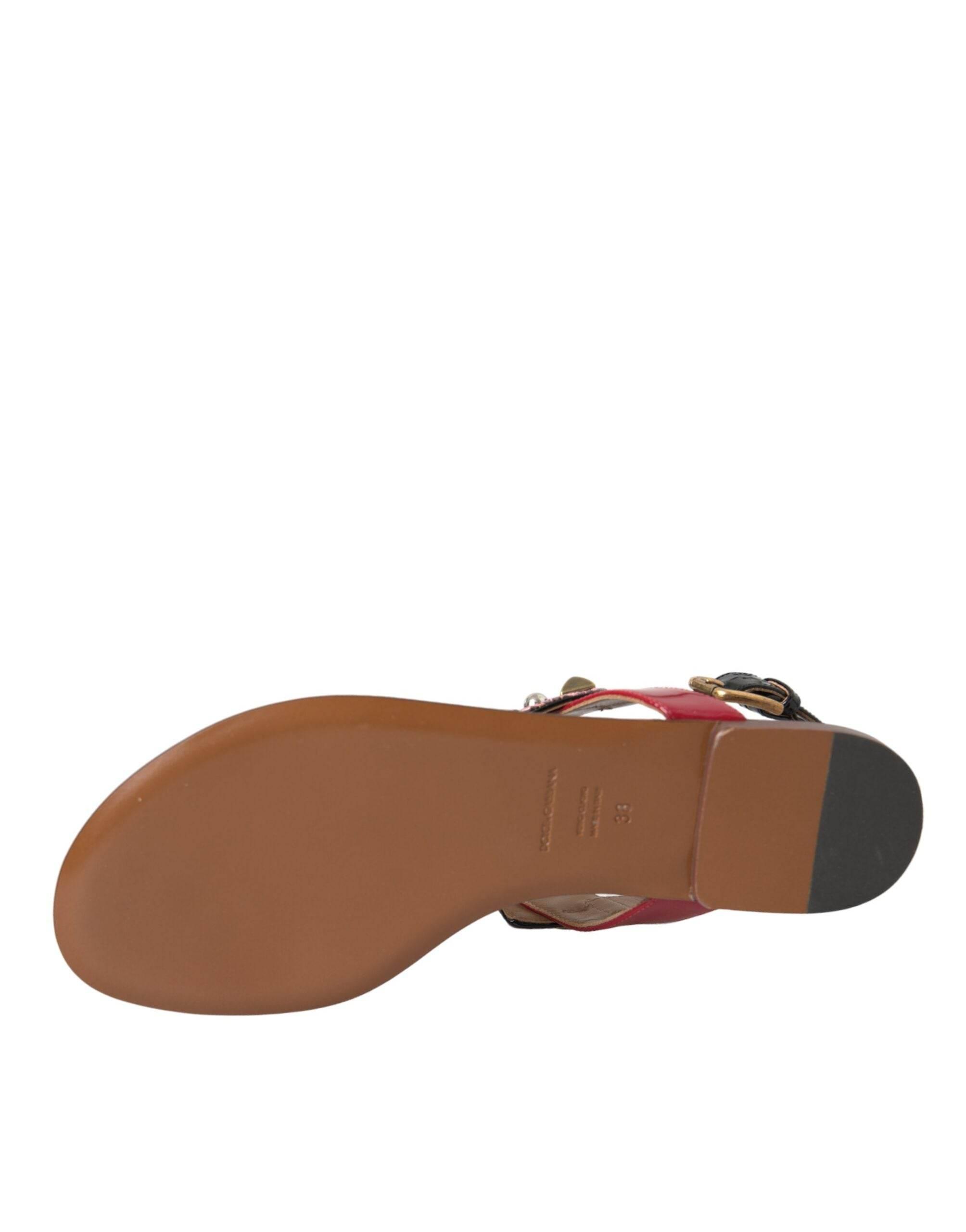 Dolce & Gabbana Multicolor Crystal Sandals Flip Flops Shoes - Hilstor
