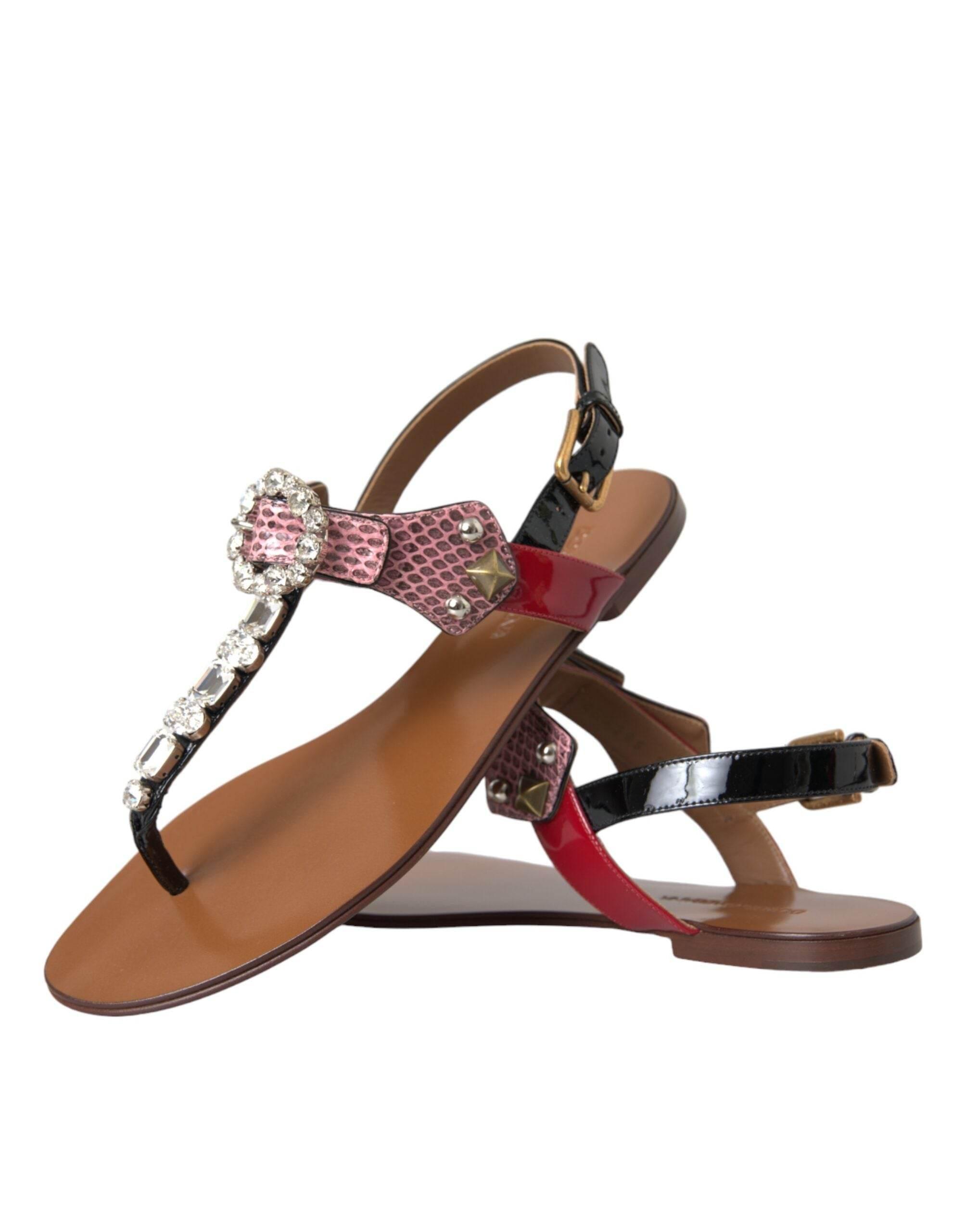 Dolce & Gabbana Multicolor Crystal Sandals Flip Flops Shoes - Hilstor