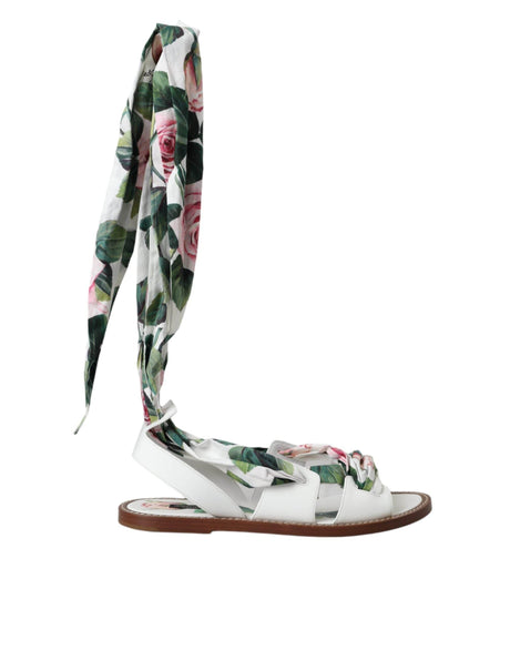 Dolce & Gabbana Multicolor Floral Print Ankle Wrap Sandals Shoes - Hilstor