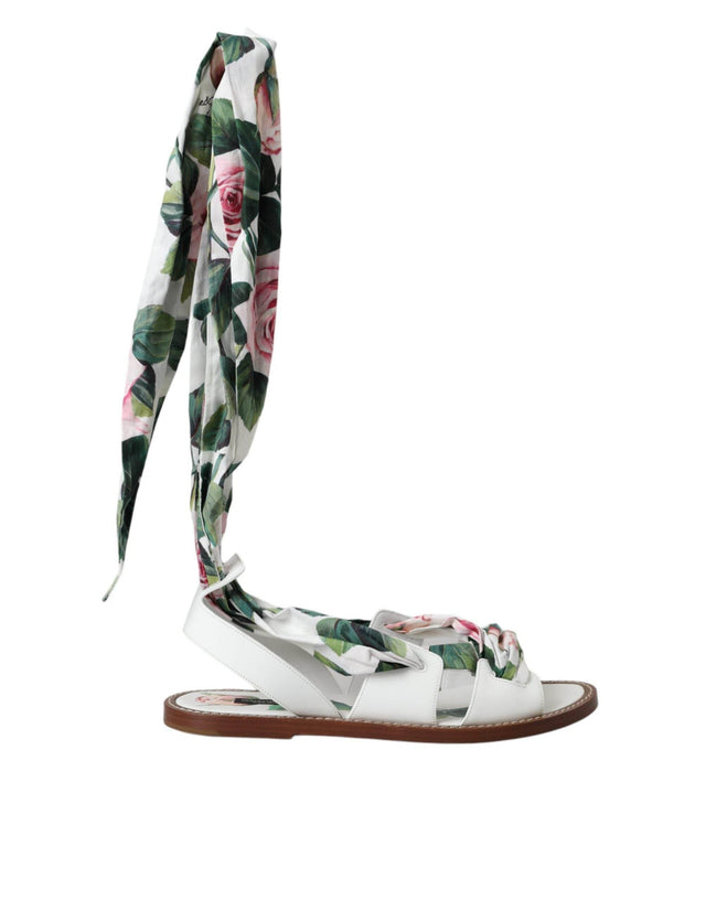 Dolce & Gabbana Multicolor Floral Print Ankle Wrap Sandals Shoes - Hilstor