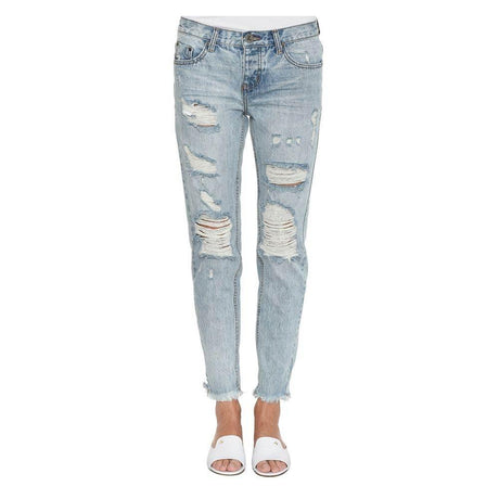 One Teaspoon Washed Blue Cotton Women's Jeans - Hilstor