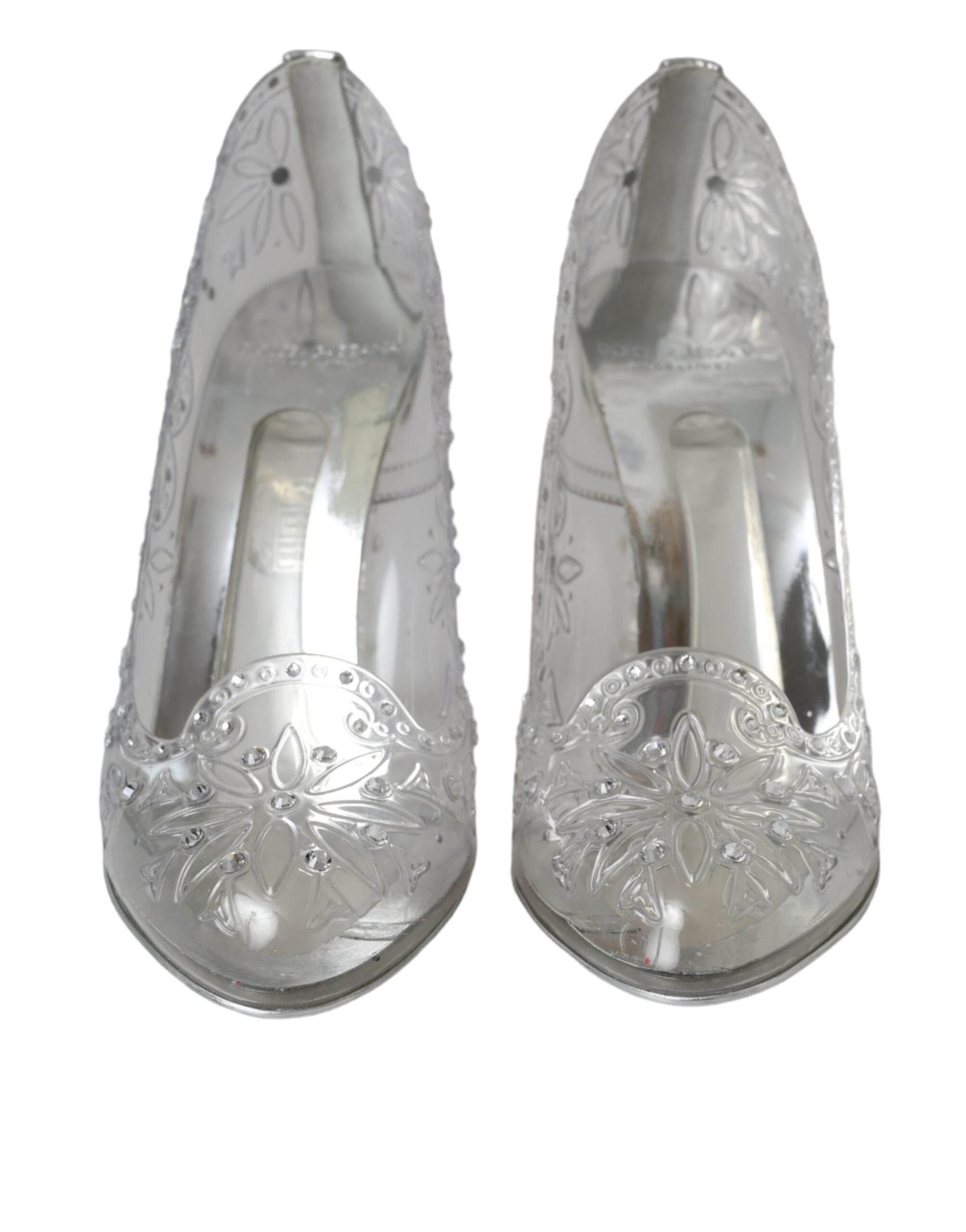 Dolce & Gabbana Clear Floral Crystal Heels CINDERELLA Shoes - Hilstor