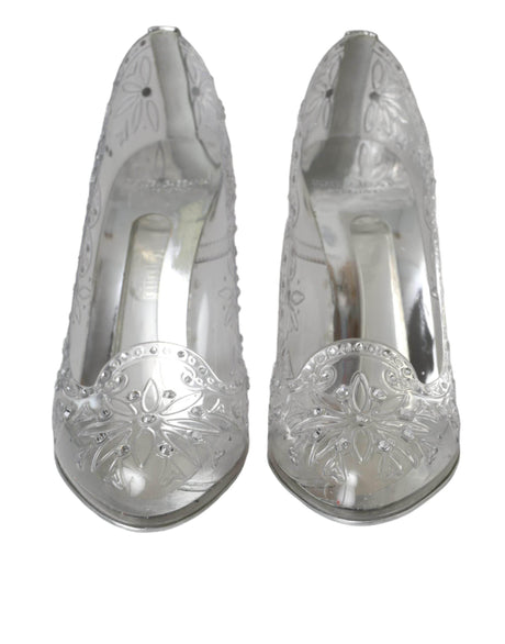 Dolce & Gabbana Clear Floral Crystal Heels CINDERELLA Shoes - Hilstor
