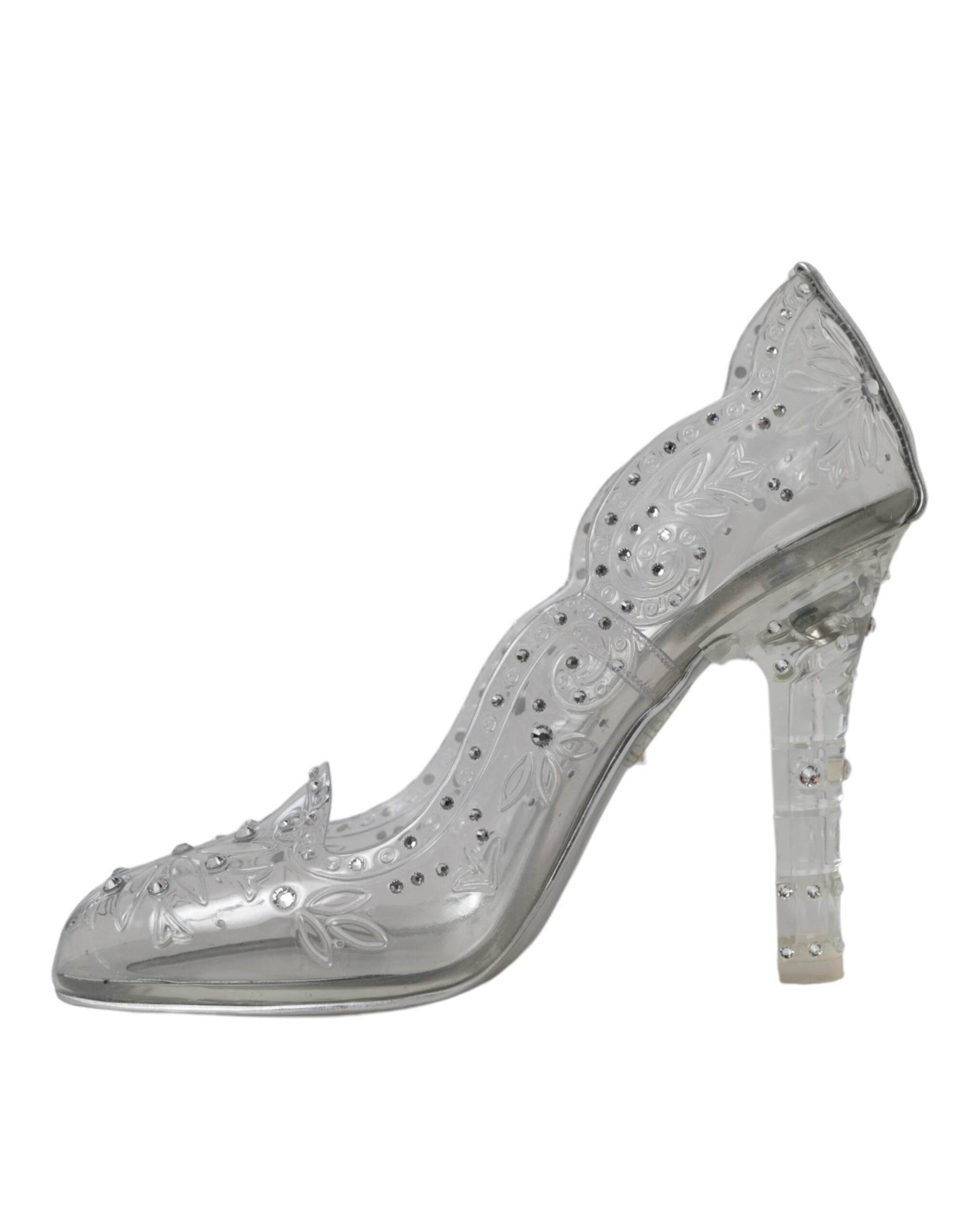 Dolce & Gabbana Clear Floral Crystal Heels CINDERELLA Shoes - Hilstor
