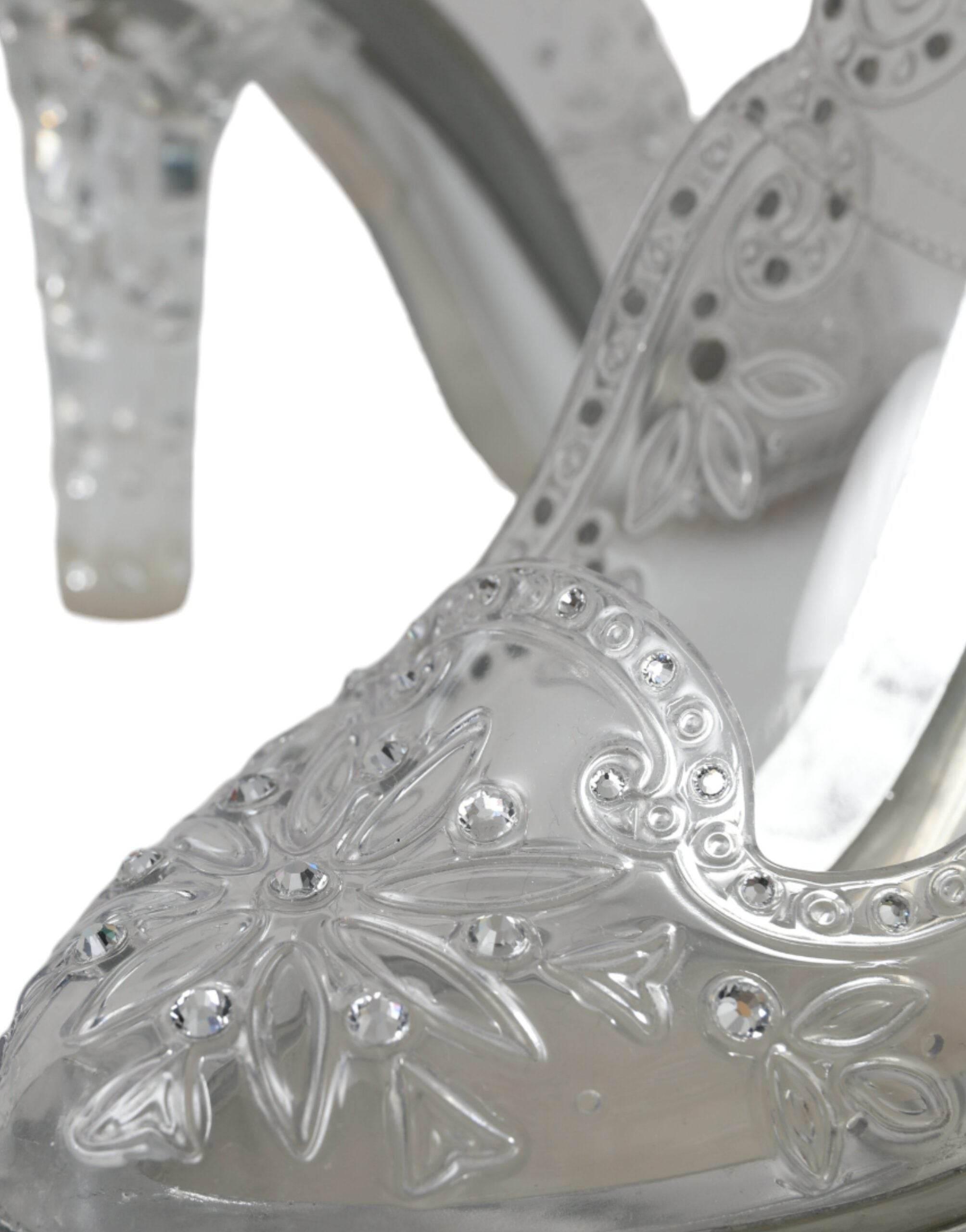 Dolce & Gabbana Clear Floral Crystal Heels CINDERELLA Shoes - Hilstor