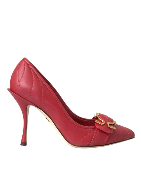 Dolce & Gabbana Red Devotion Leather Heels Pumps Shoes - Hilstor
