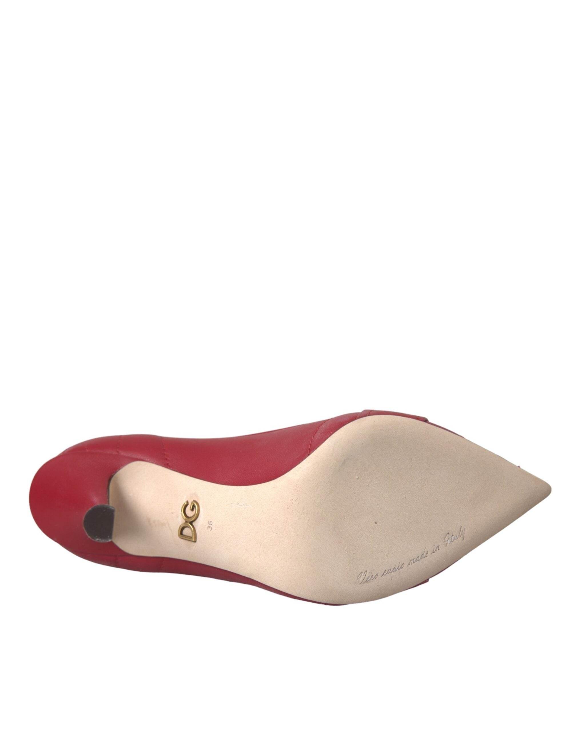 Dolce & Gabbana Red Devotion Leather Heels Pumps Shoes - Hilstor