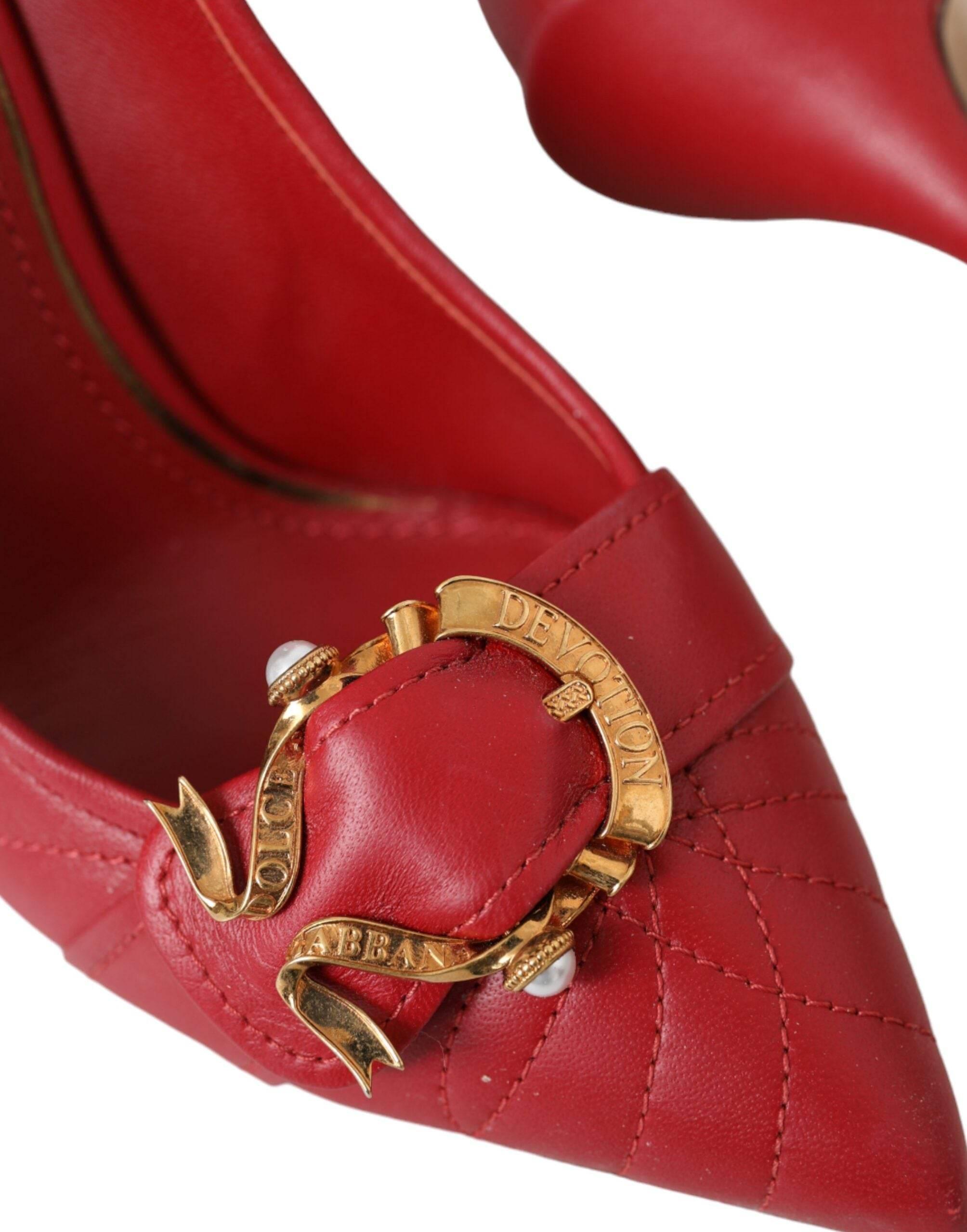 Dolce & Gabbana Red Devotion Leather Heels Pumps Shoes - Hilstor