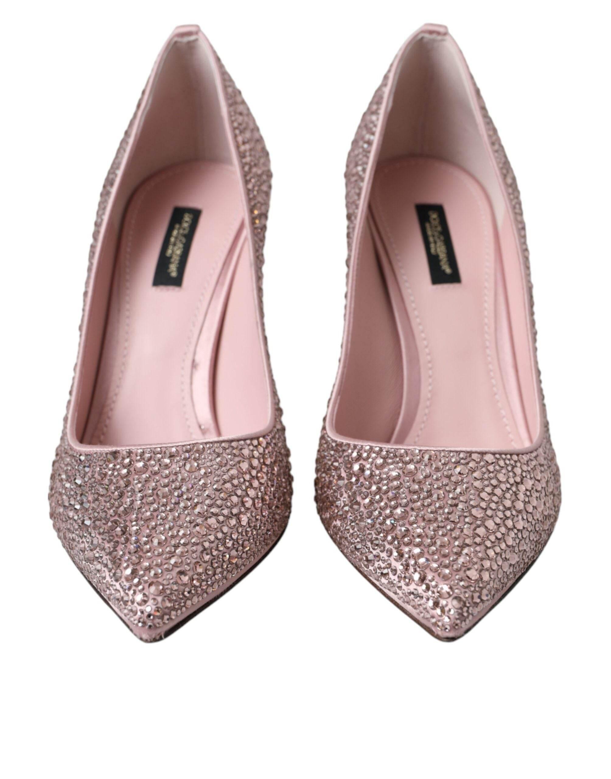 Dolce & Gabbana Pink Strass Crystal Heels Pumps Shoes - Hilstor
