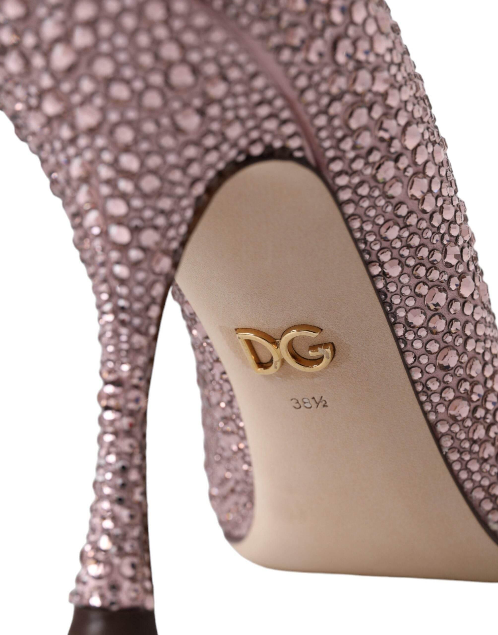 Dolce & Gabbana Pink Strass Crystal Heels Pumps Shoes - Hilstor