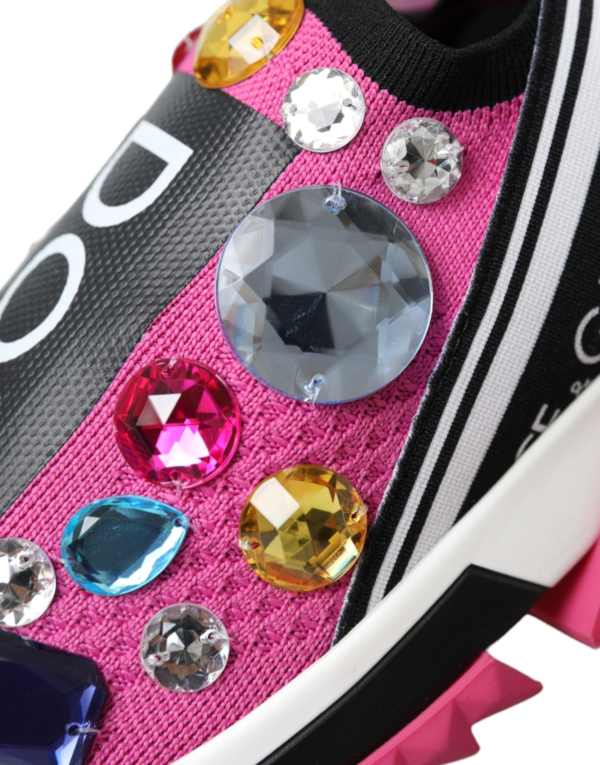 Dolce & Gabbana Pink Sorrento Crystals Sneakers Shoes