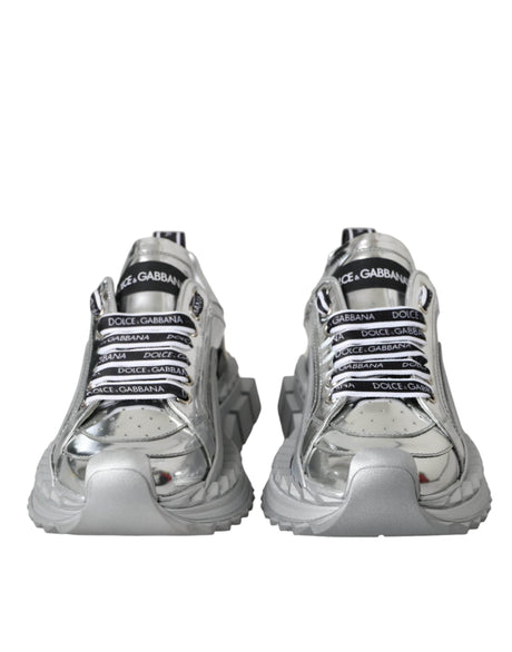 Dolce & Gabbana Silver Leather Super Queen Sneakers Shoes - Hilstor