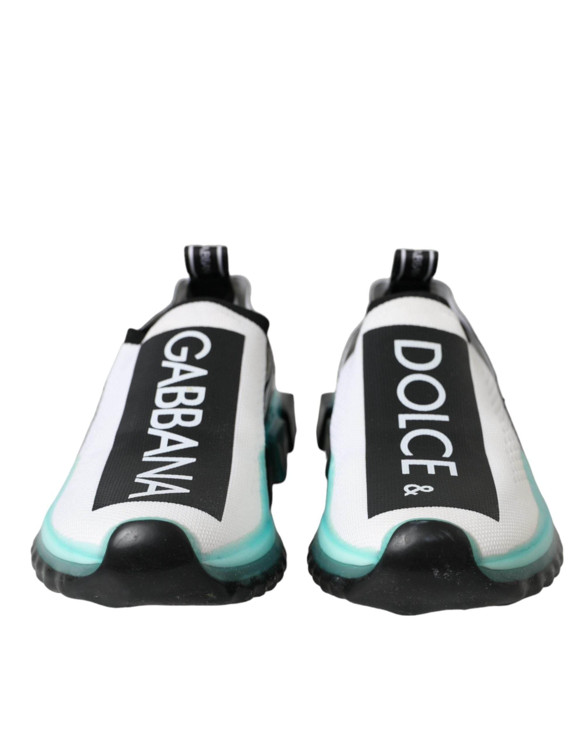 Dolce & Gabbana Black White Blue Slip On Sorrento Sneakers Shoes - Hilstor