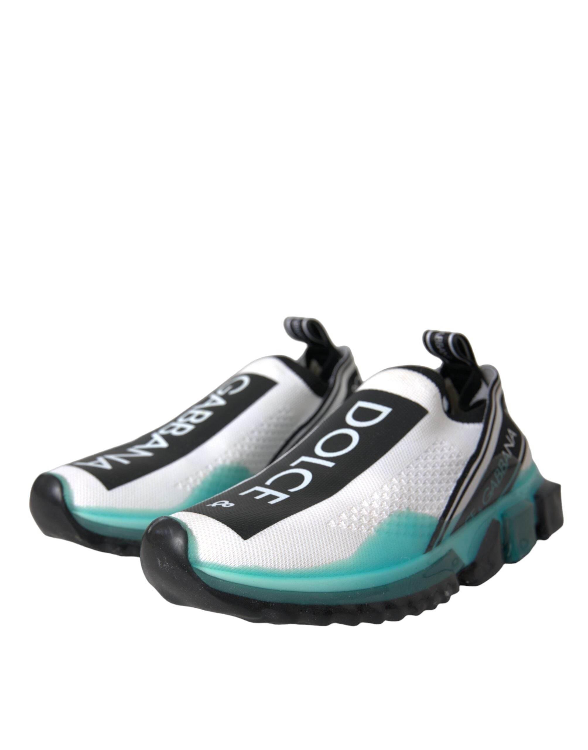 Dolce & Gabbana Black White Blue Slip On Sorrento Sneakers Shoes - Hilstor