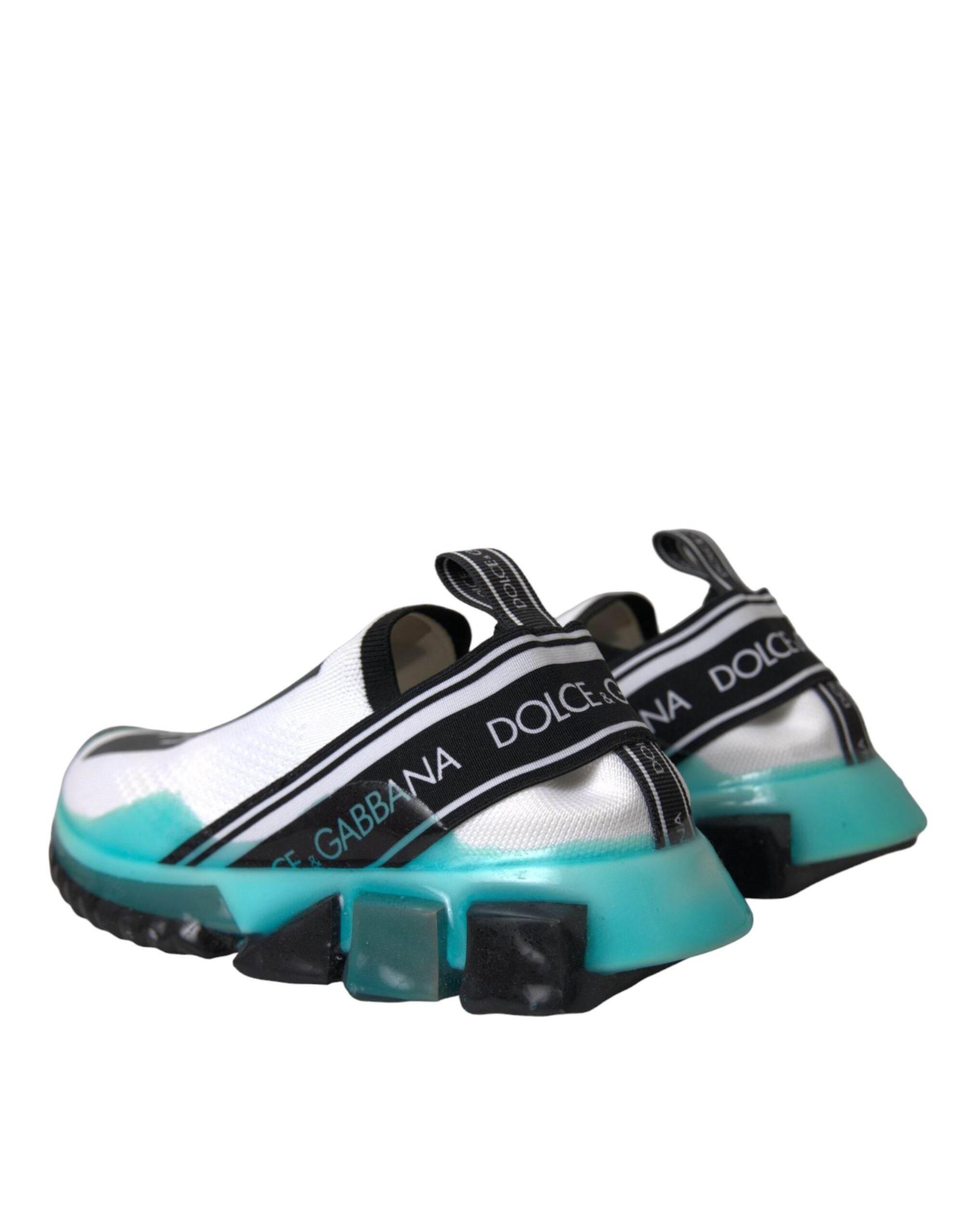 Dolce & Gabbana Black White Blue Slip On Sorrento Sneakers Shoes - Hilstor