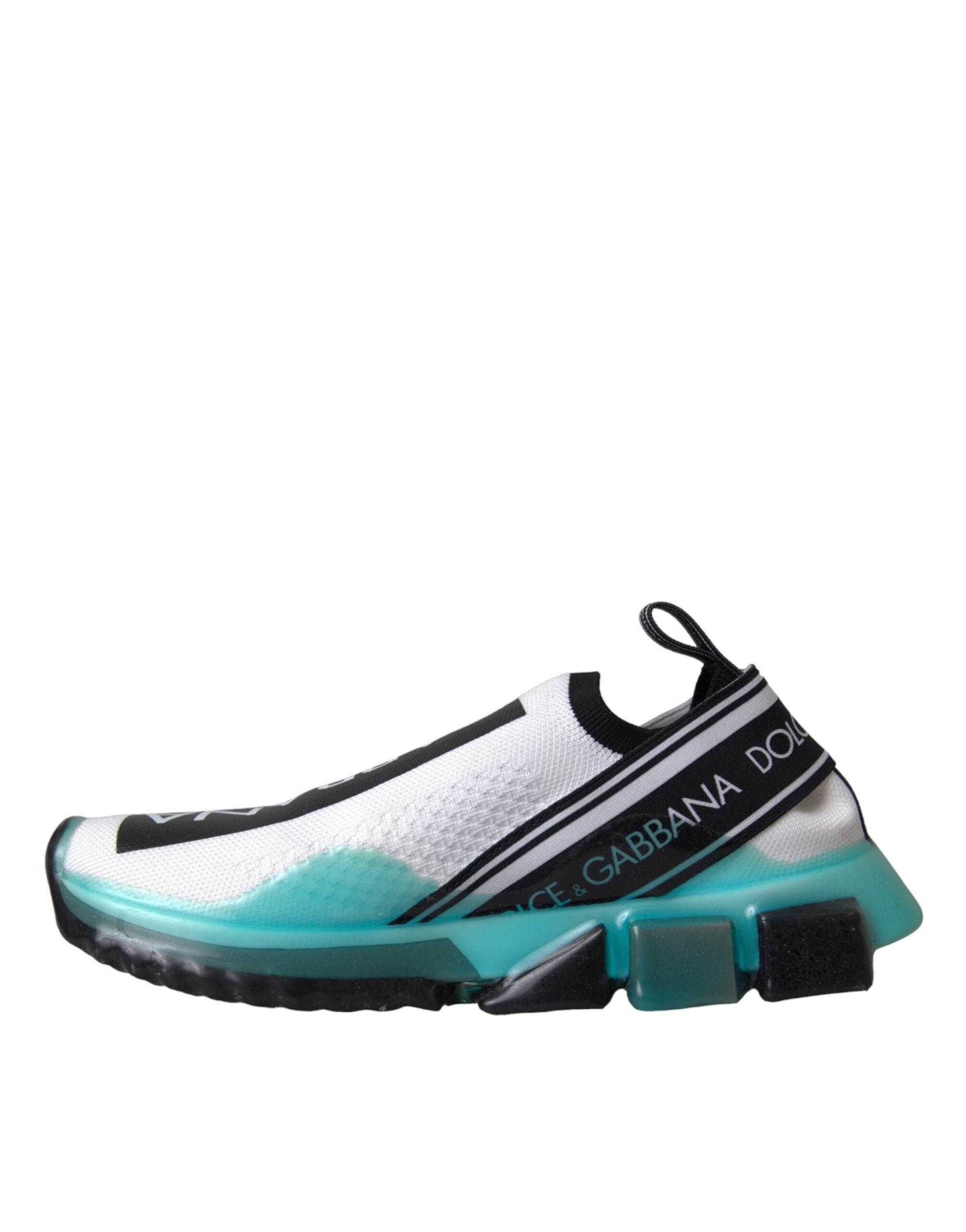 Dolce & Gabbana Black White Blue Slip On Sorrento Sneakers Shoes - Hilstor