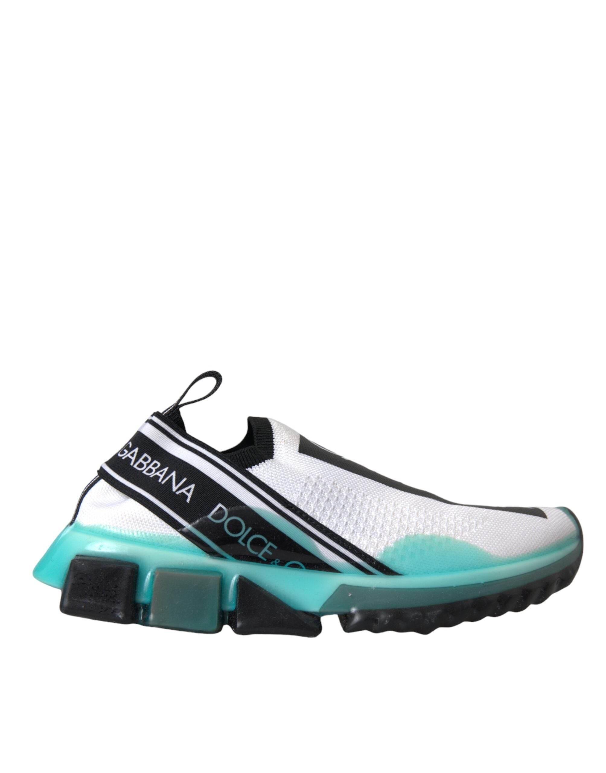 Dolce & Gabbana Black White Blue Slip On Sorrento Sneakers Shoes - Hilstor