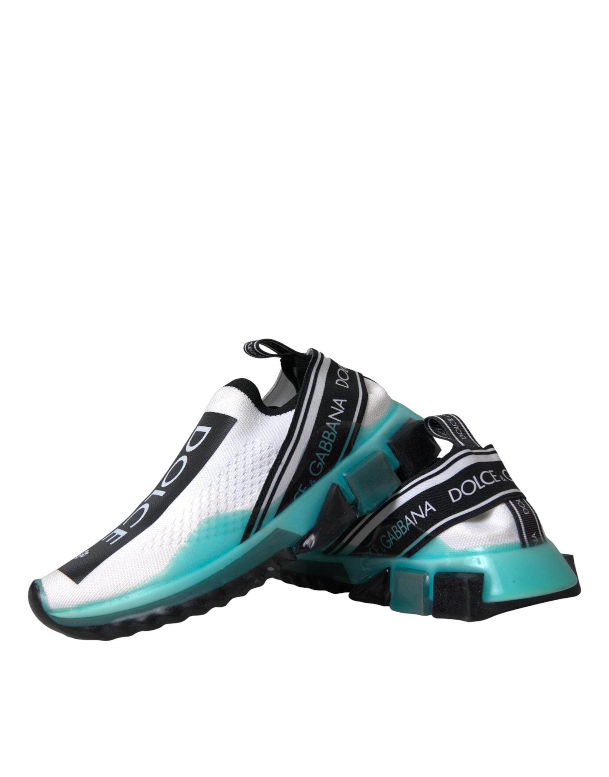 Dolce & Gabbana Black White Blue Slip On Sorrento Sneakers Shoes - Hilstor