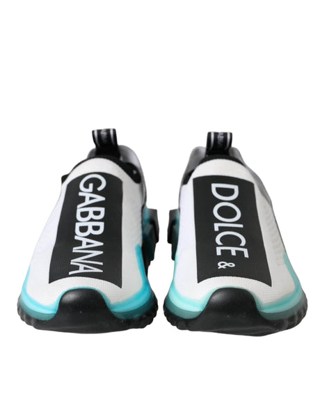 Dolce & Gabbana Black White Blue Slip On Sorrento Sneakers Shoes - Hilstor