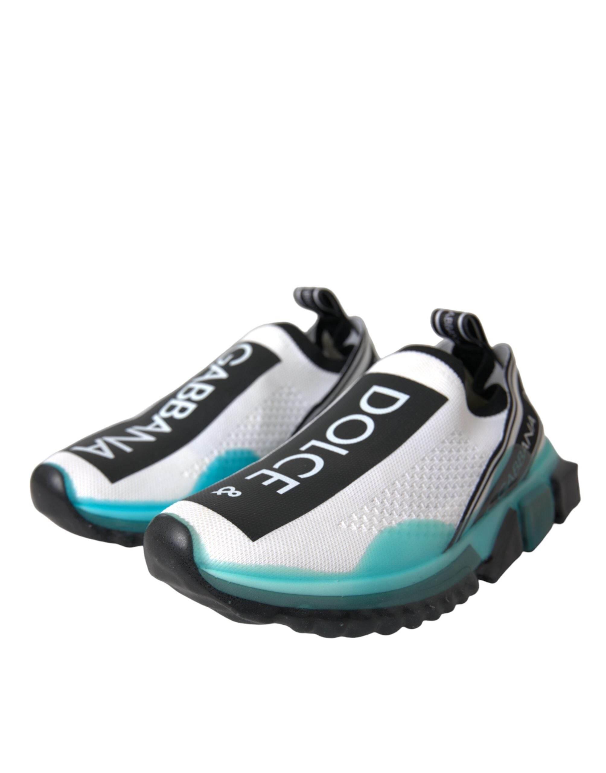 Dolce & Gabbana Black White Blue Slip On Sorrento Sneakers Shoes - Hilstor