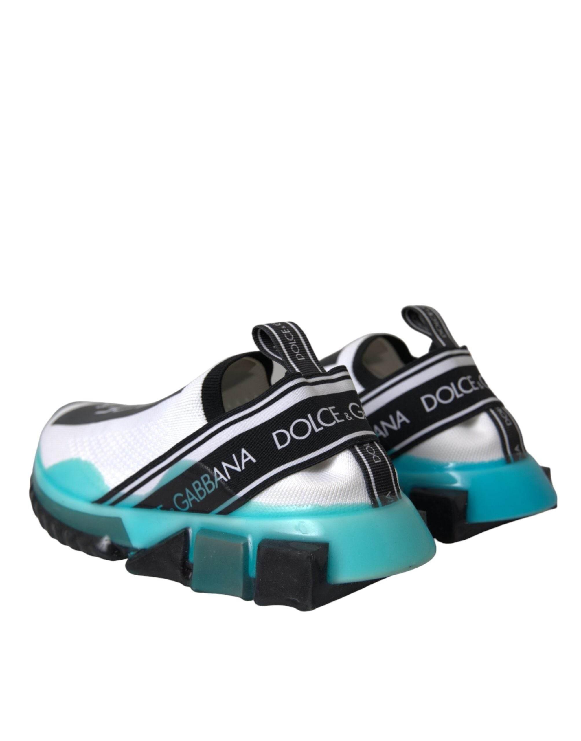 Dolce & Gabbana Black White Blue Slip On Sorrento Sneakers Shoes - Hilstor