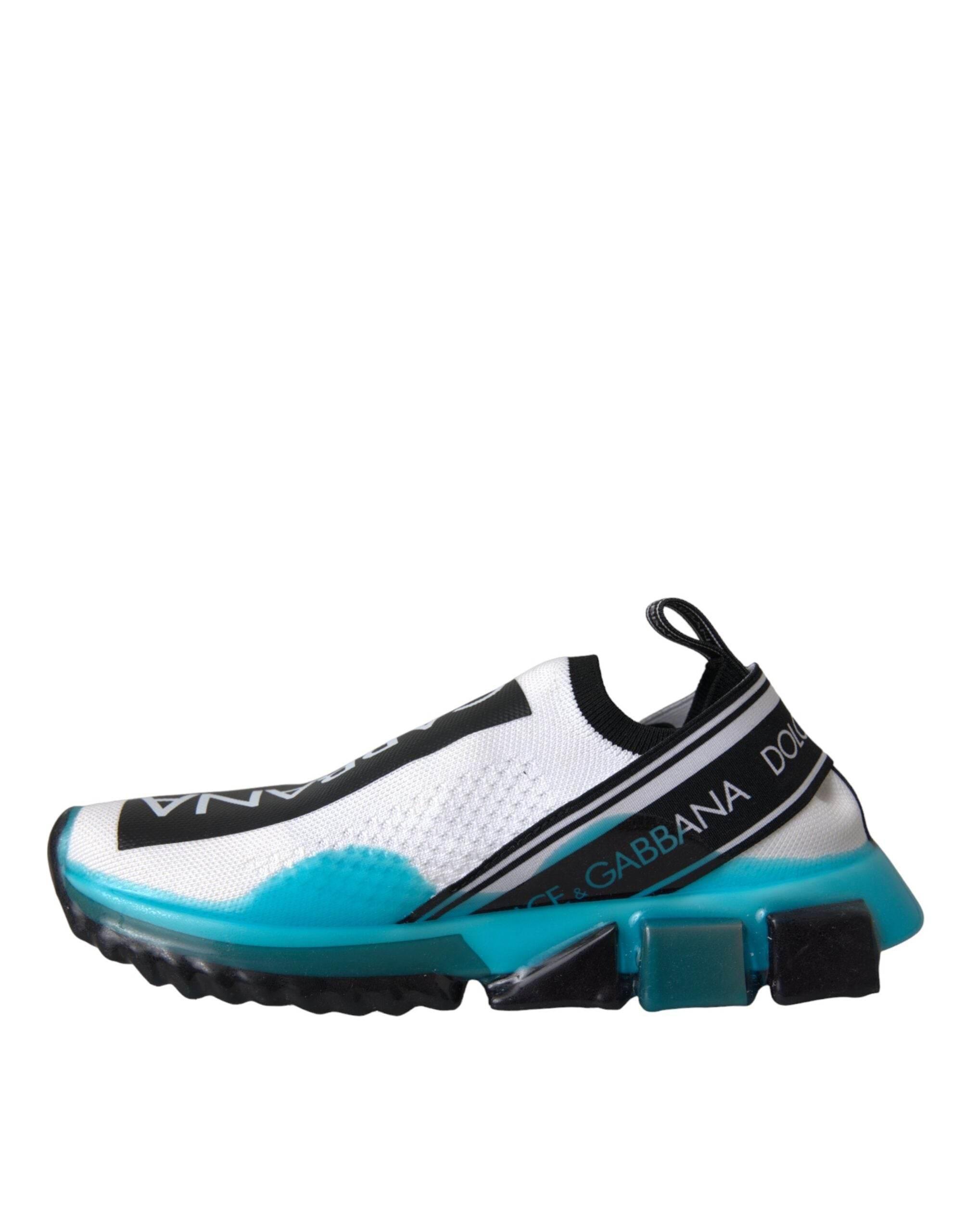 Dolce & Gabbana Black White Blue Slip On Sorrento Sneakers Shoes - Hilstor