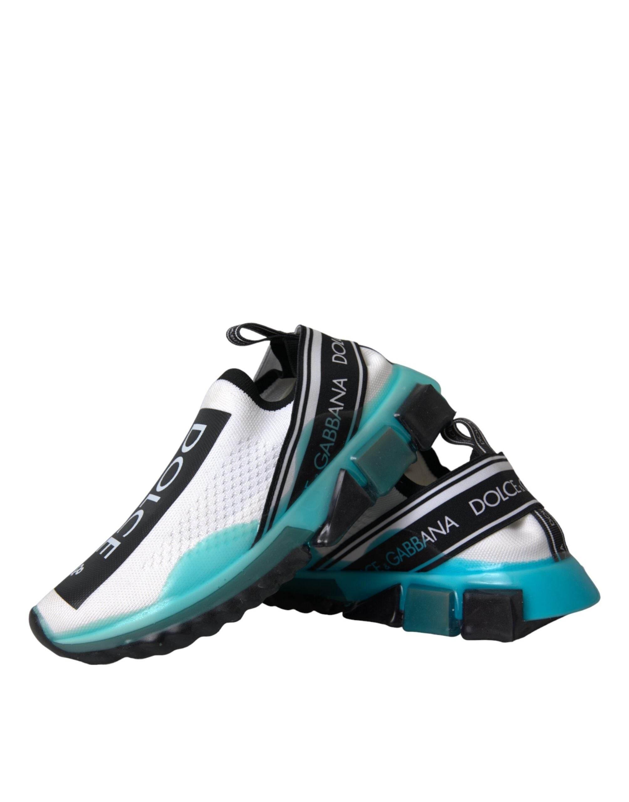 Dolce & Gabbana Black White Blue Slip On Sorrento Sneakers Shoes - Hilstor